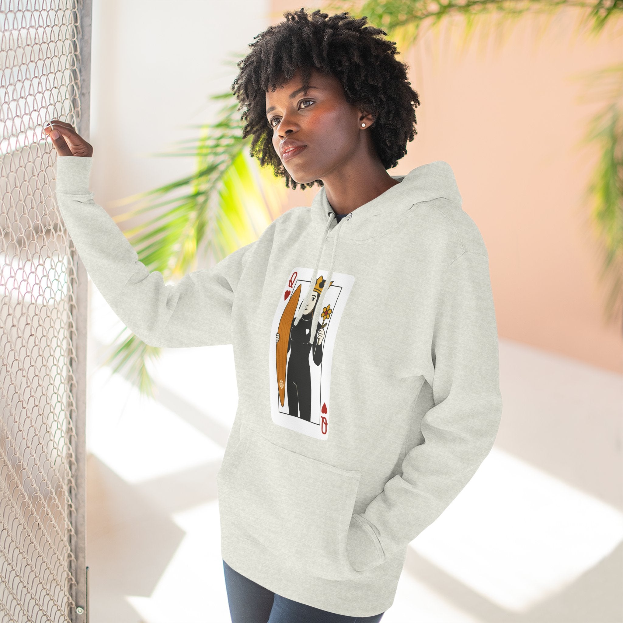 Queen of Hearts Surfer Fleece Hoodie