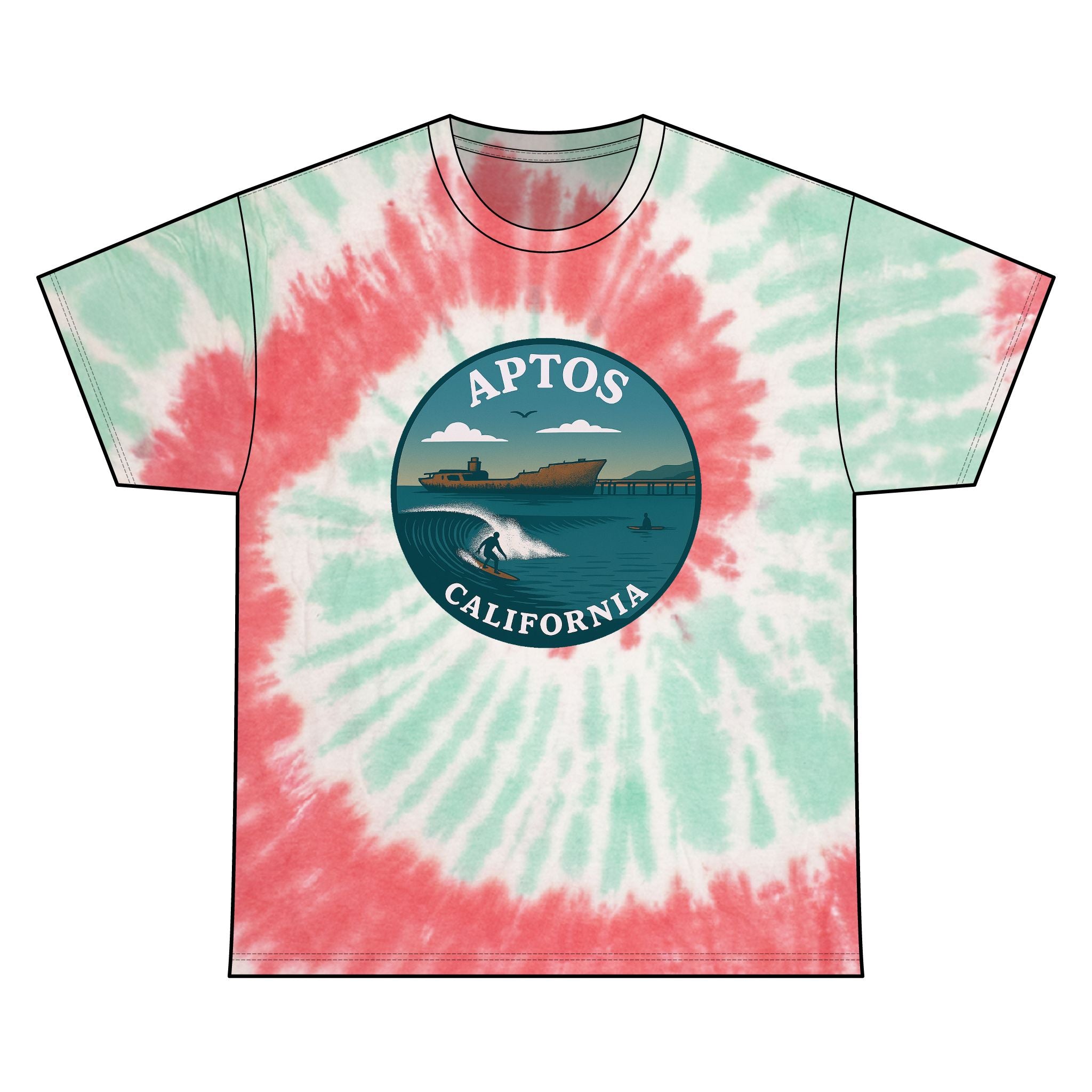 Aptos California Classic Unisex Tie Dye - 100% Cotton T-Shirt