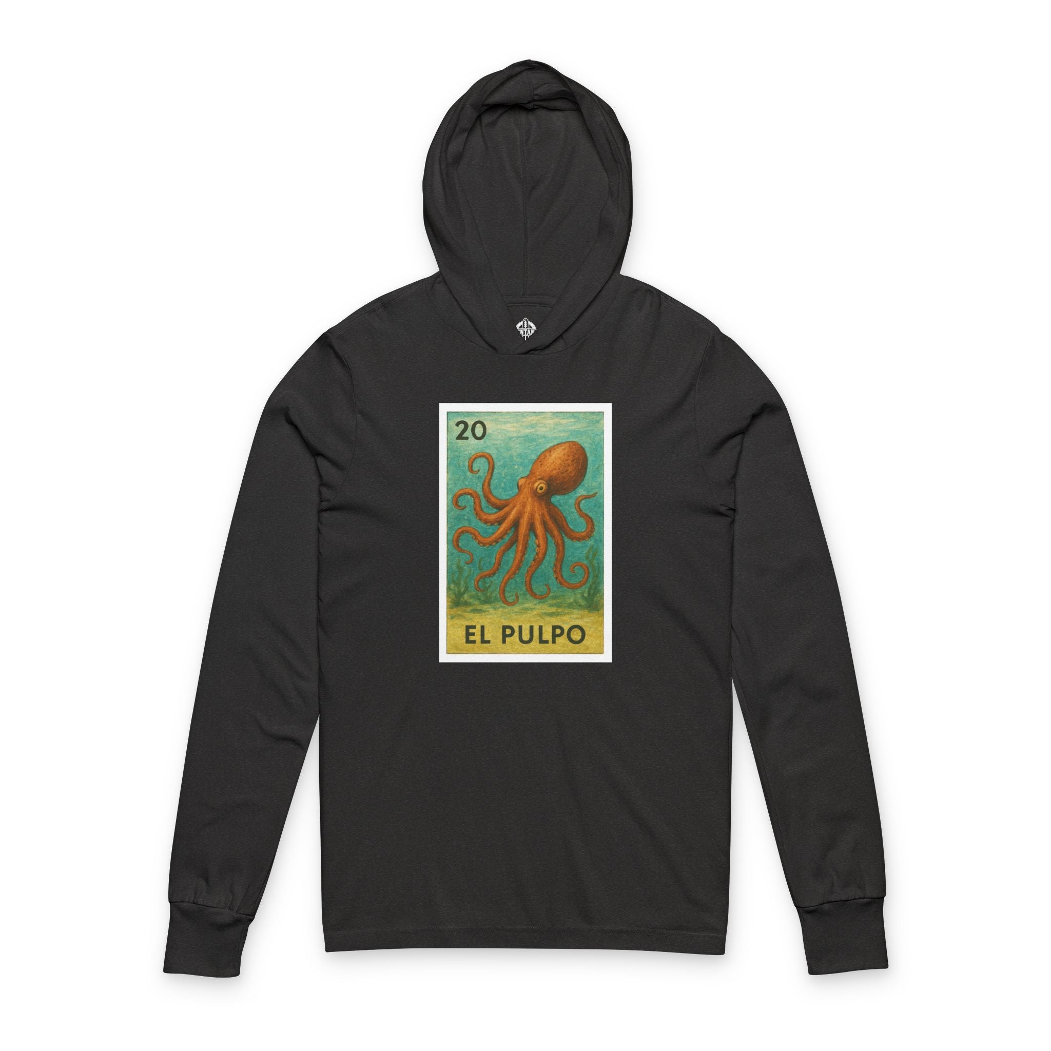 Octopus Lotería cotton hooded long sleeve t-shirt image 5