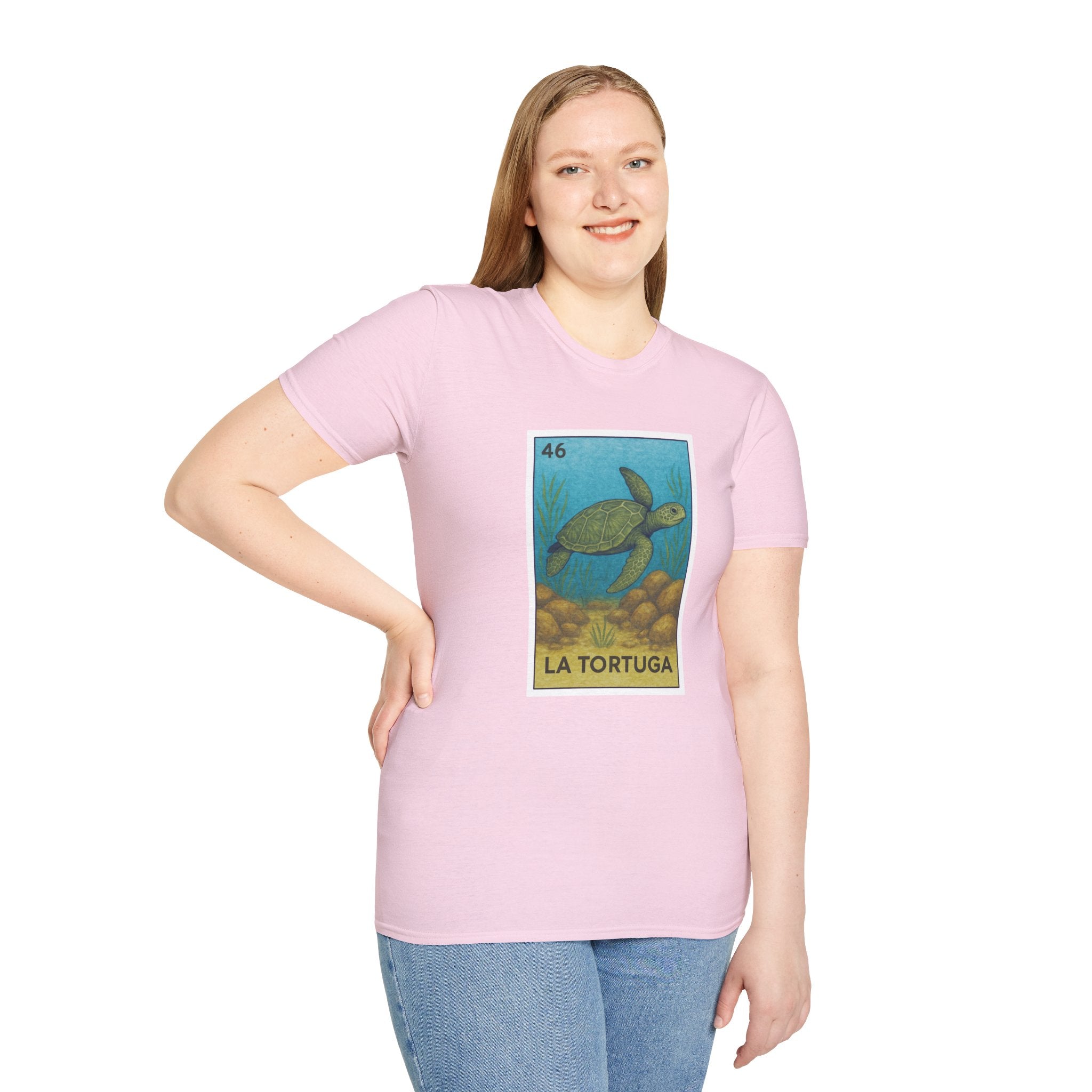 Turtle Lotería Unisex - Soft Style U.S. Cotton T-Shirt (La Tortuga)