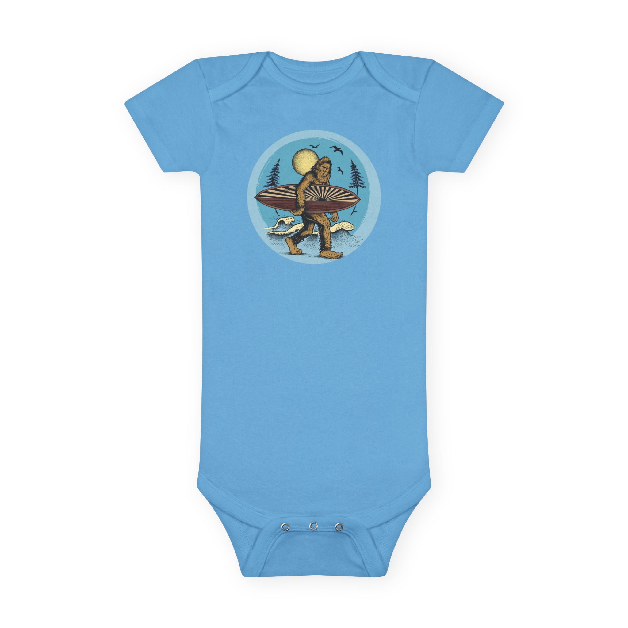 Ventana Surfsquatch by Thiago Bianchini baby cotton onesie image 1