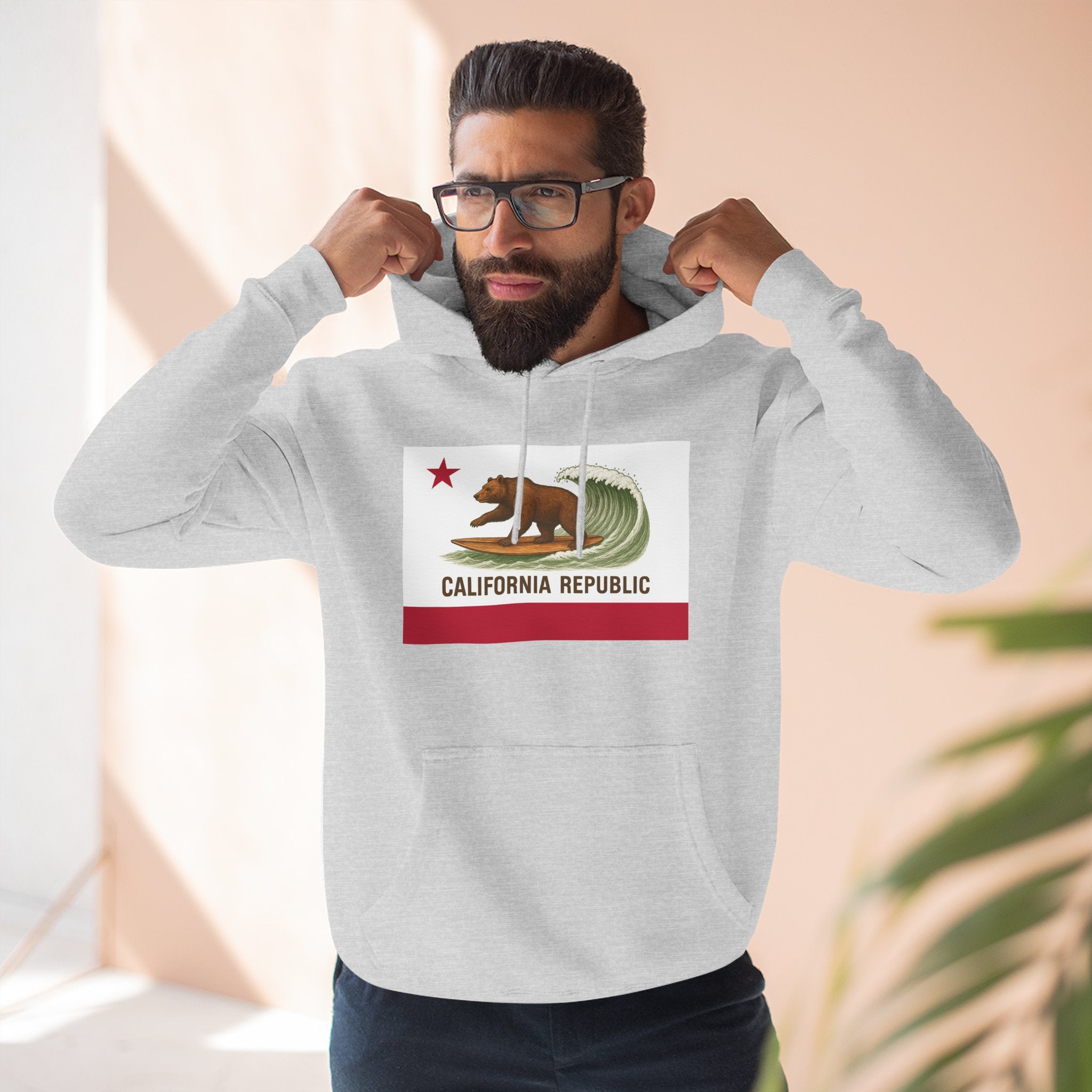 California Surfing Bear Flag fleece hoodie image 20