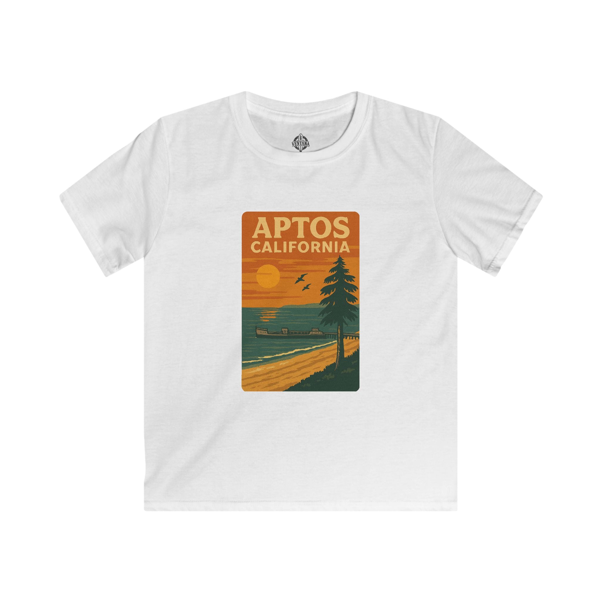 Aptos California Sunset Kids - Soft Style U.S. Cotton T-Shirt