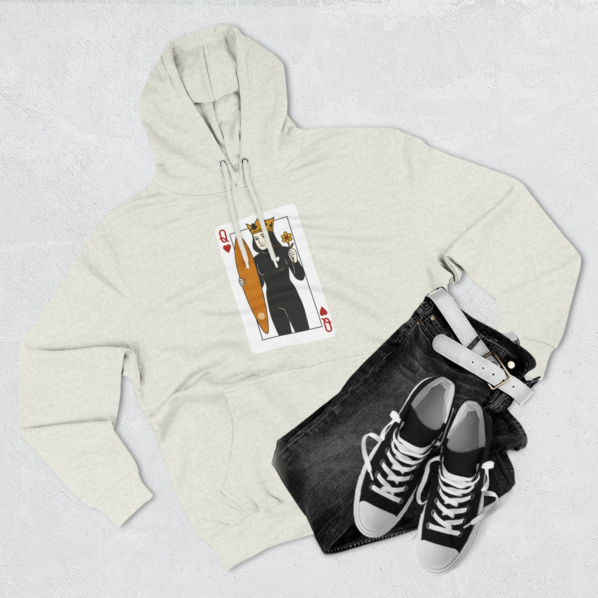 Queen of Hearts Surfer Fleece Hoodie