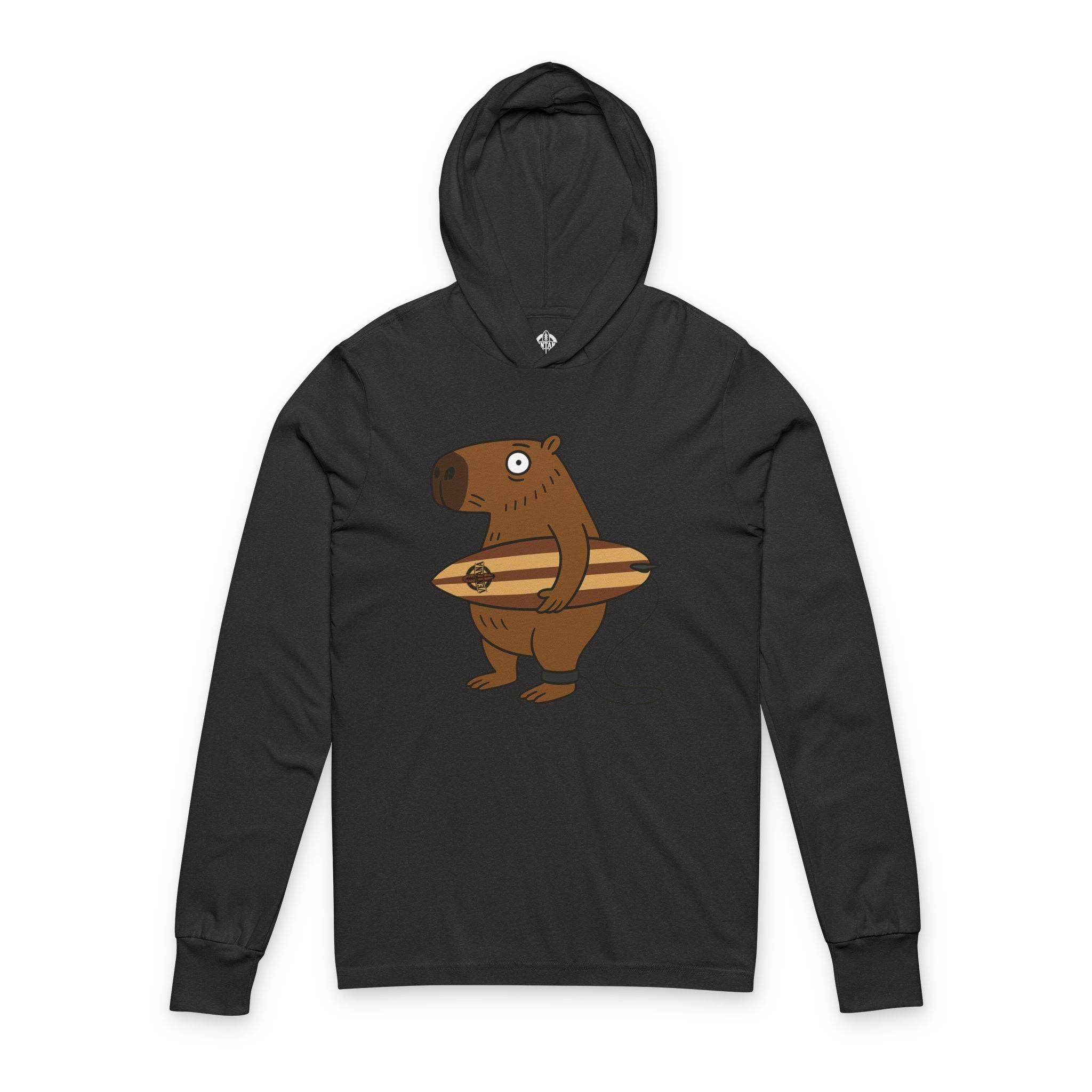Capybara Surfer Unisex - Cotton Long Sleeve Hooded T-Shirt
