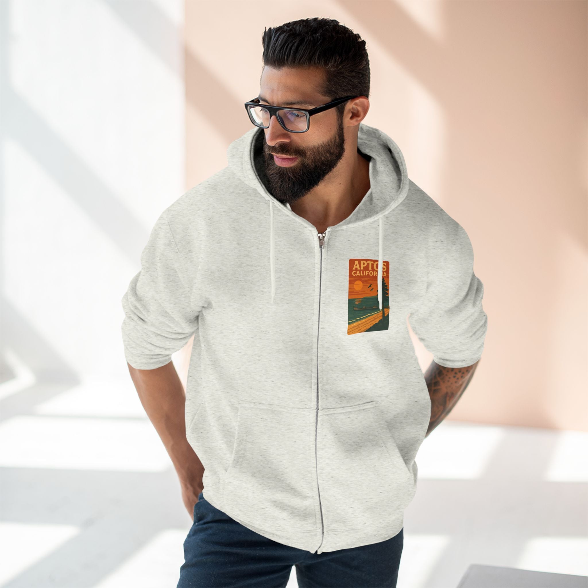 Aptos California Sunset Unisex - Zip Cotton Blend Fleece Hoodie