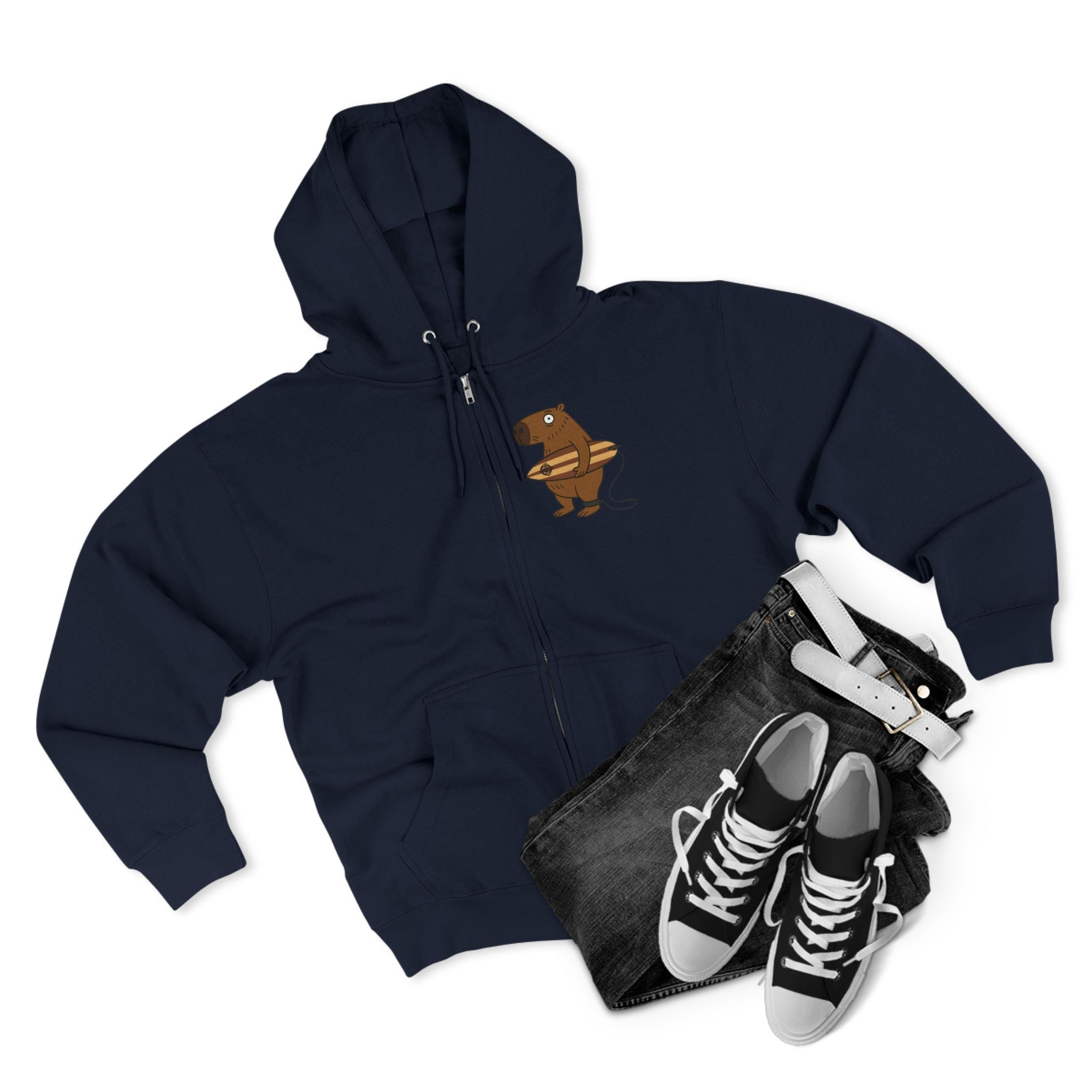 Capybara Surfer Zip Hoodie