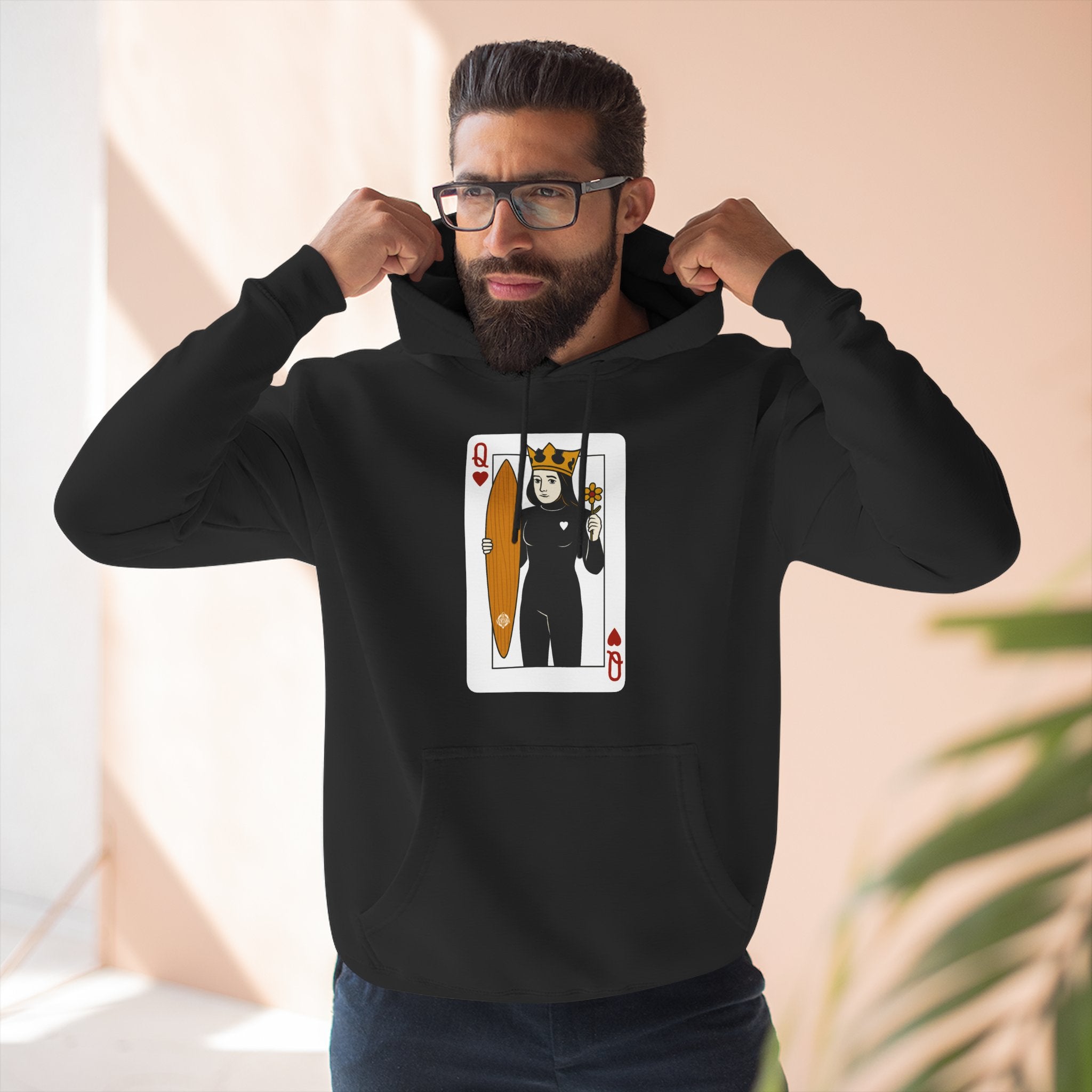 Queen of Hearts Surfer Fleece Hoodie