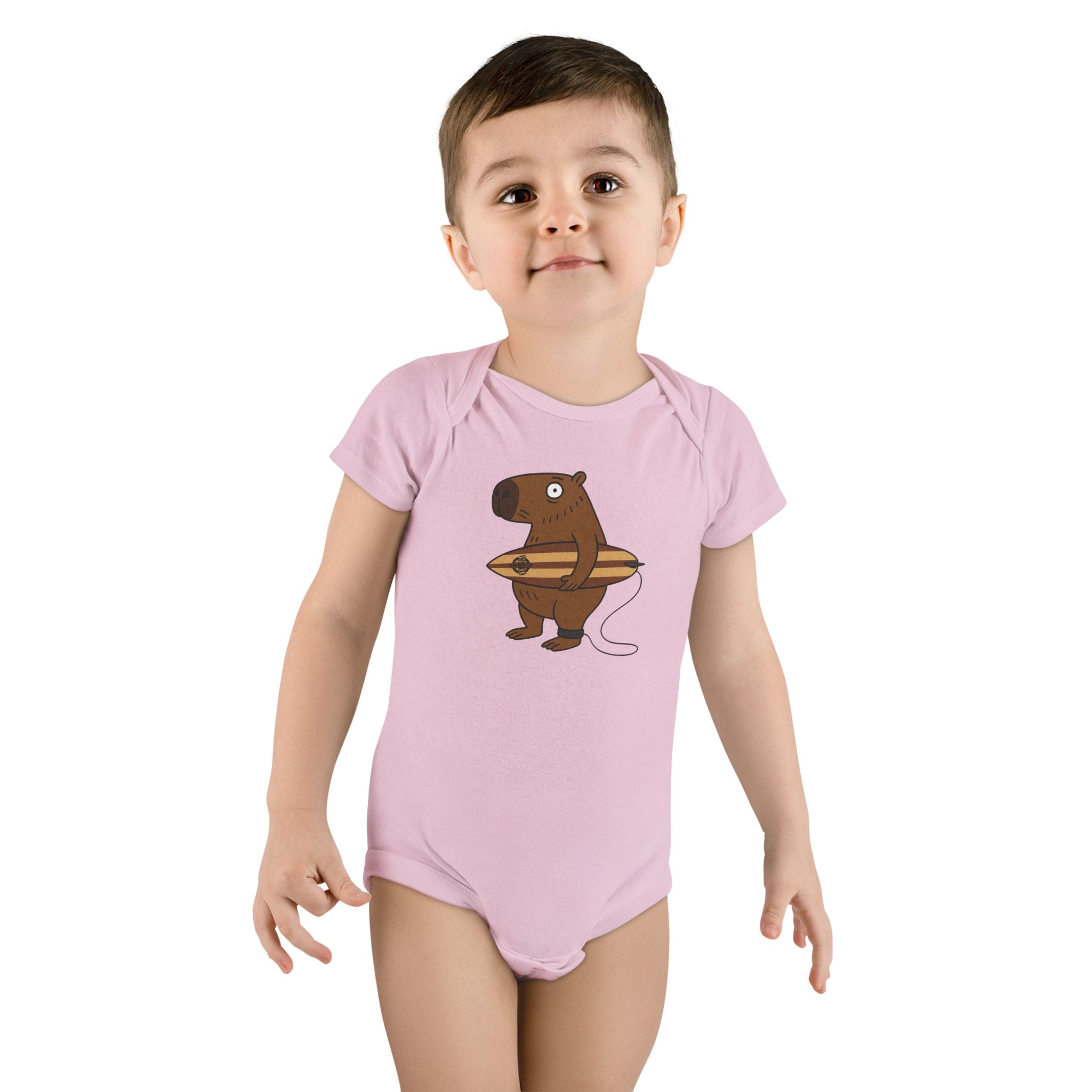 Capybara Surfer - Baby Short Sleeve 100% Cotton Onesie