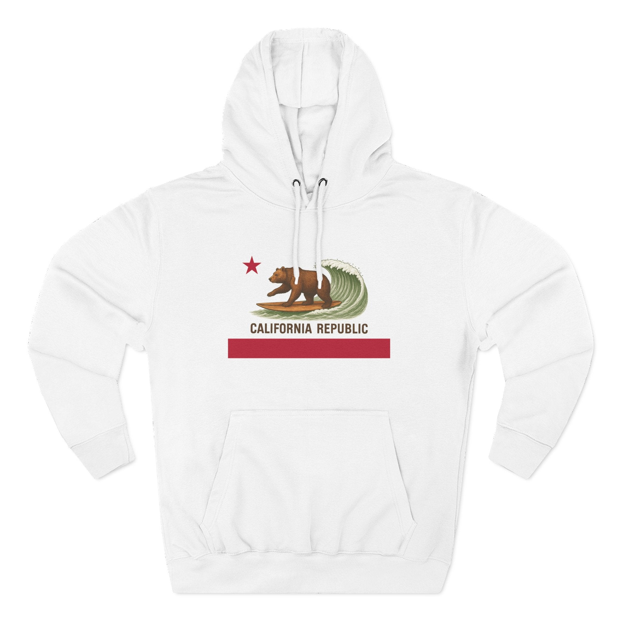 California Surfing Bear Flag fleece hoodie image 4