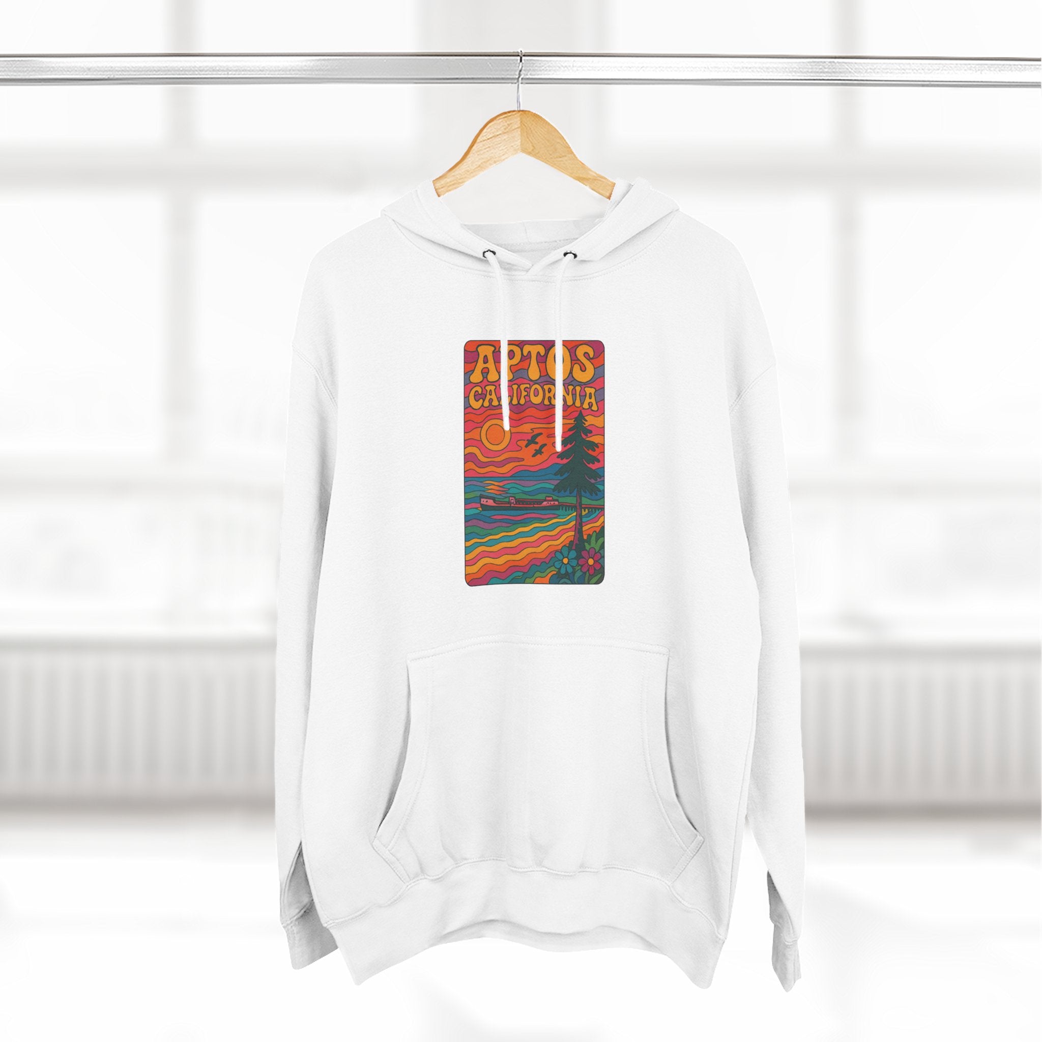 Aptos California Psychedelic Unisex - Pull-Over Cotton Blend Fleece Hoodie