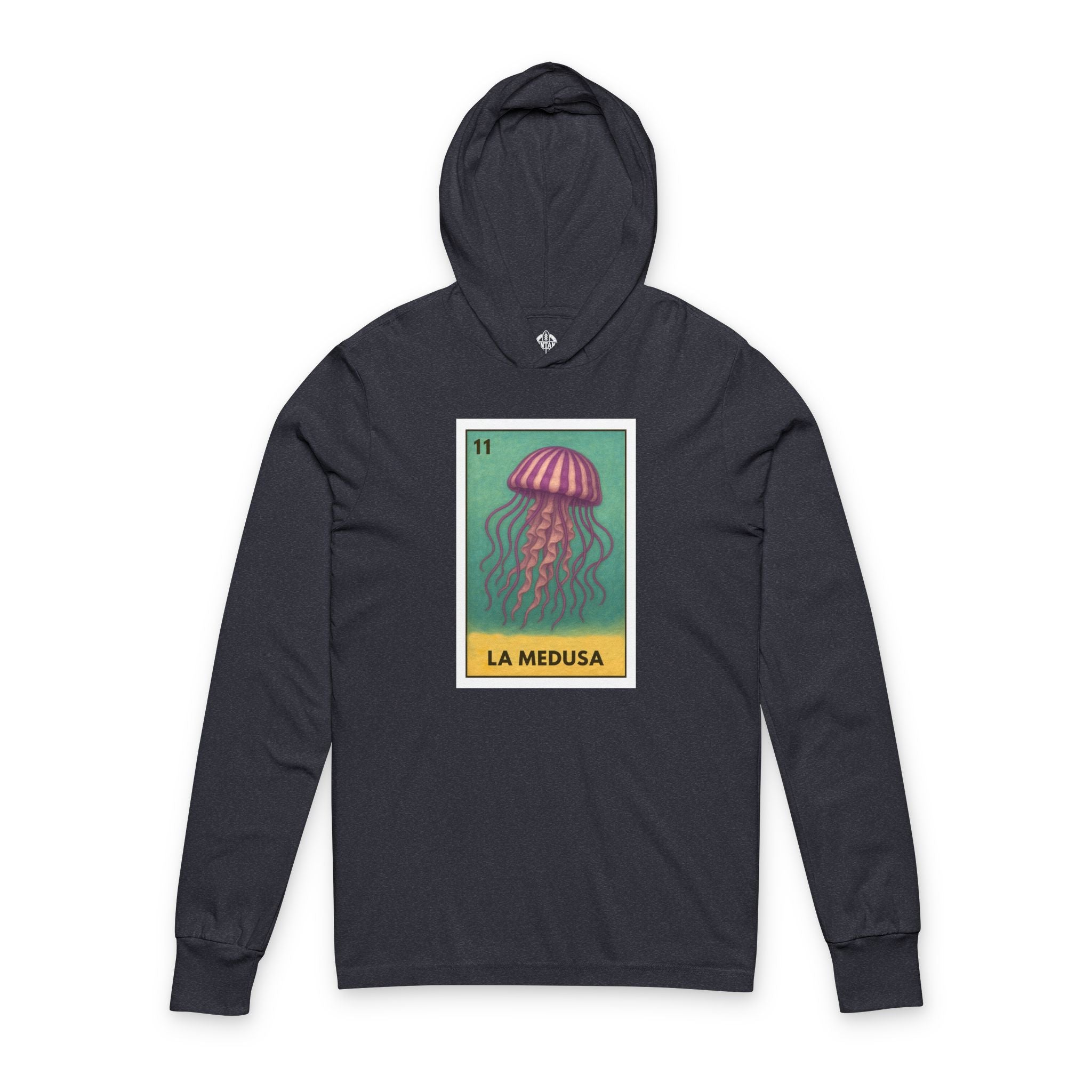 Sea Jelly Lotería cotton hooded long sleeve t-shirt image 1