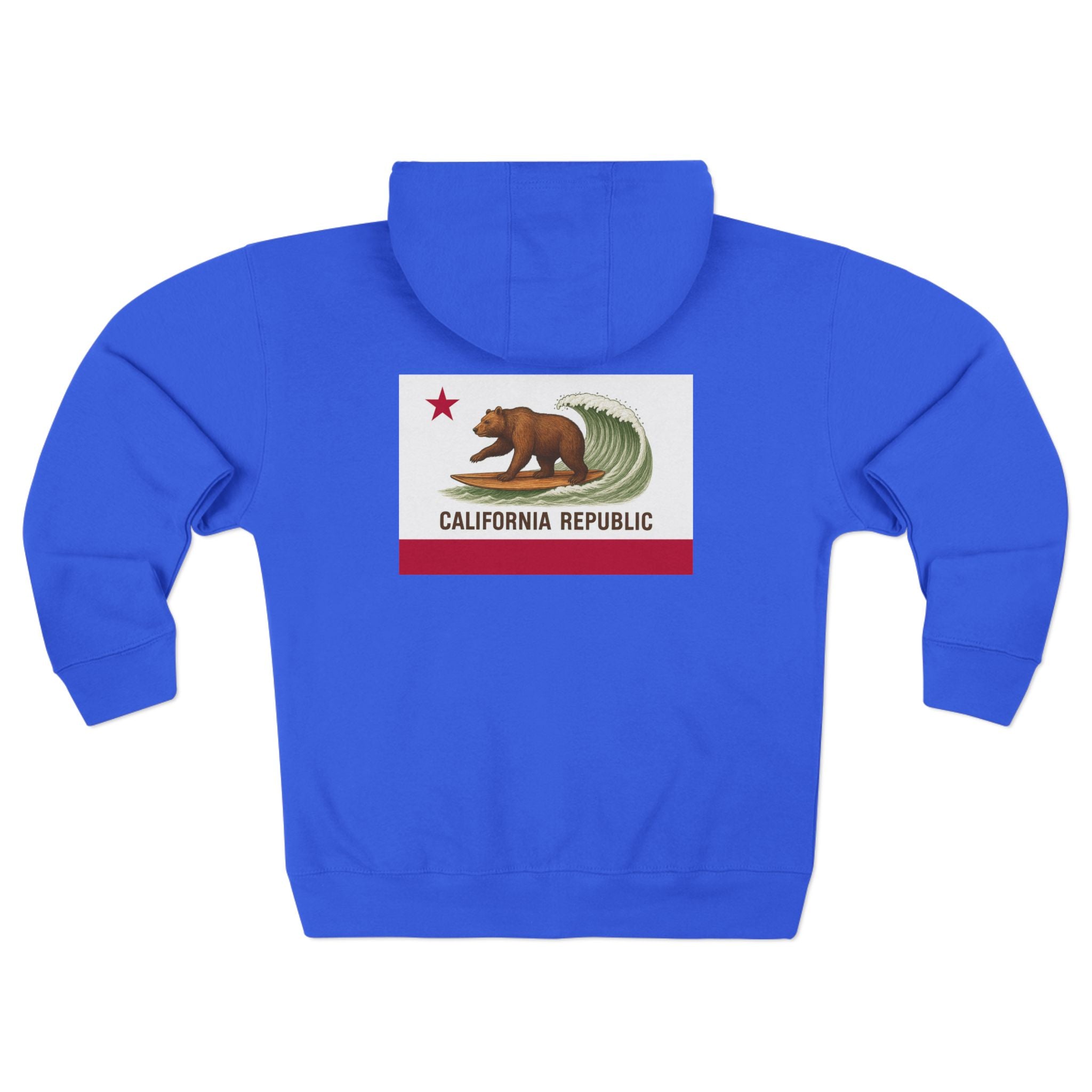California Surfing Bear Flag zip fleece hoodie image 8