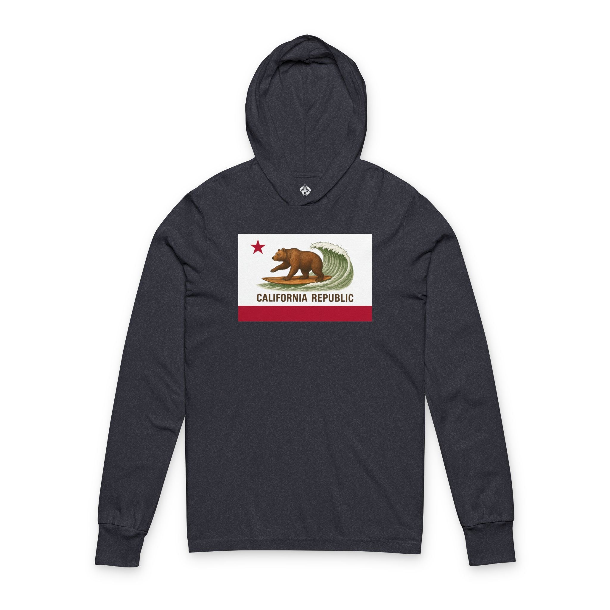 California Surfing Bear Flag Unisex - Cotton Long Sleeve Hooded T-Shirt