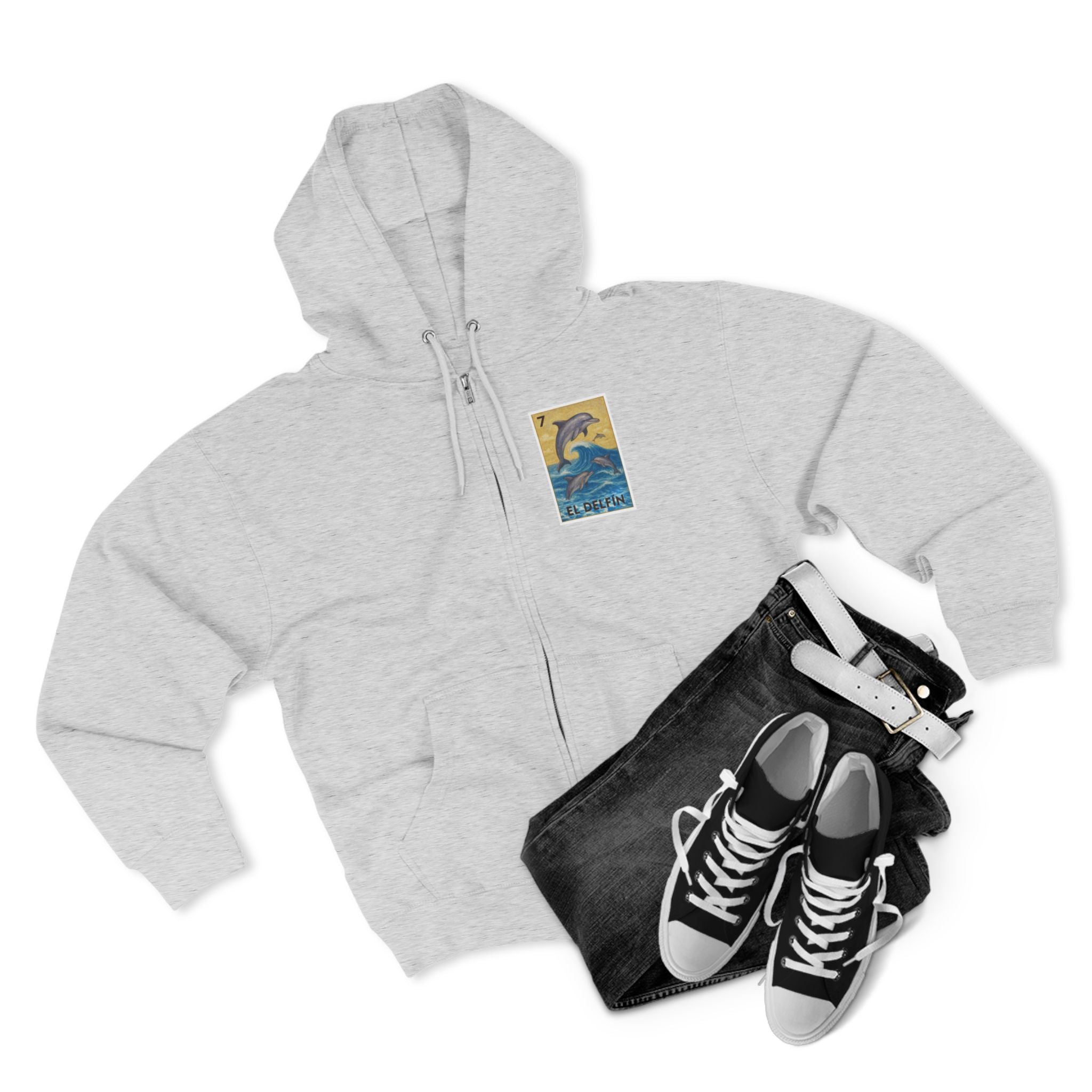 Dolphin Lotería zip fleece hoodie image 8