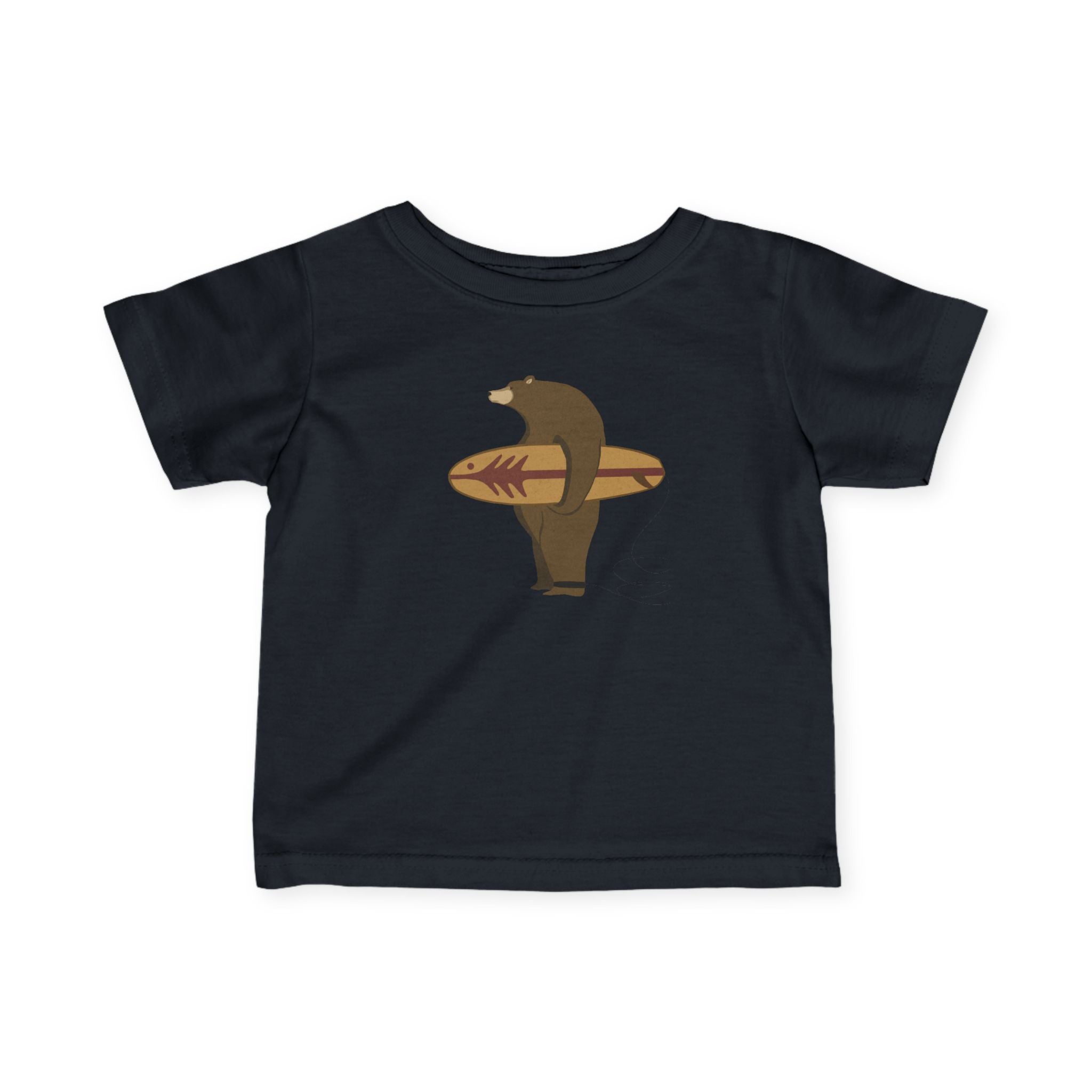 Surfing Grizzly Bear by Fabian Lavater infant cotton t-shirt image 13