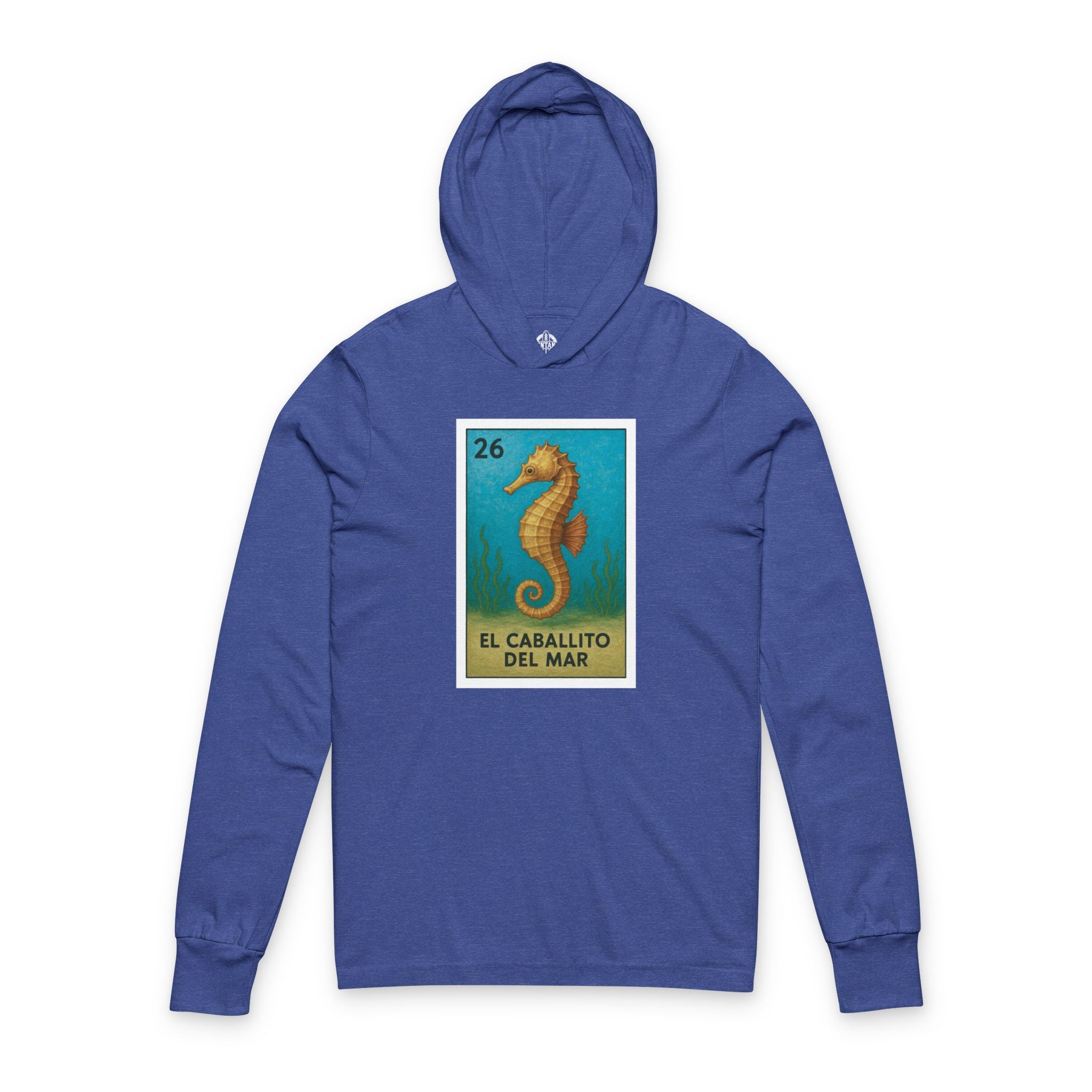 Seahorse Lotería cotton hooded long sleeve t-shirt image 6