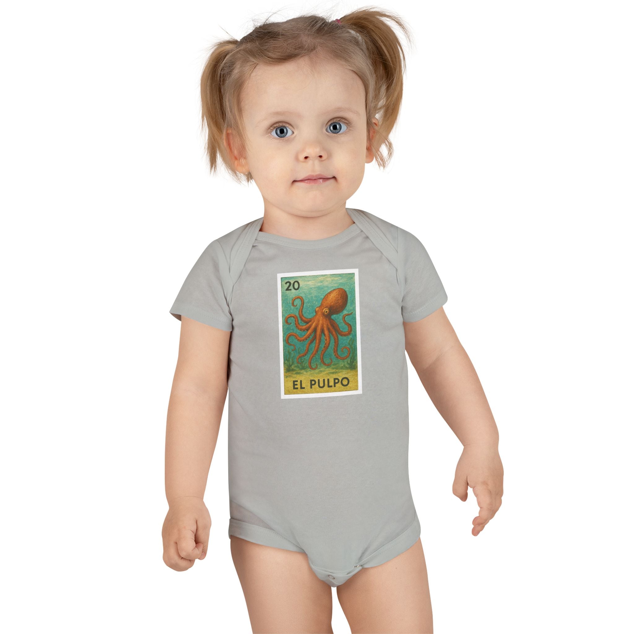 Octopus Lotería - Baby Short Sleeve 100% Cotton Onesie (El Pulpo)