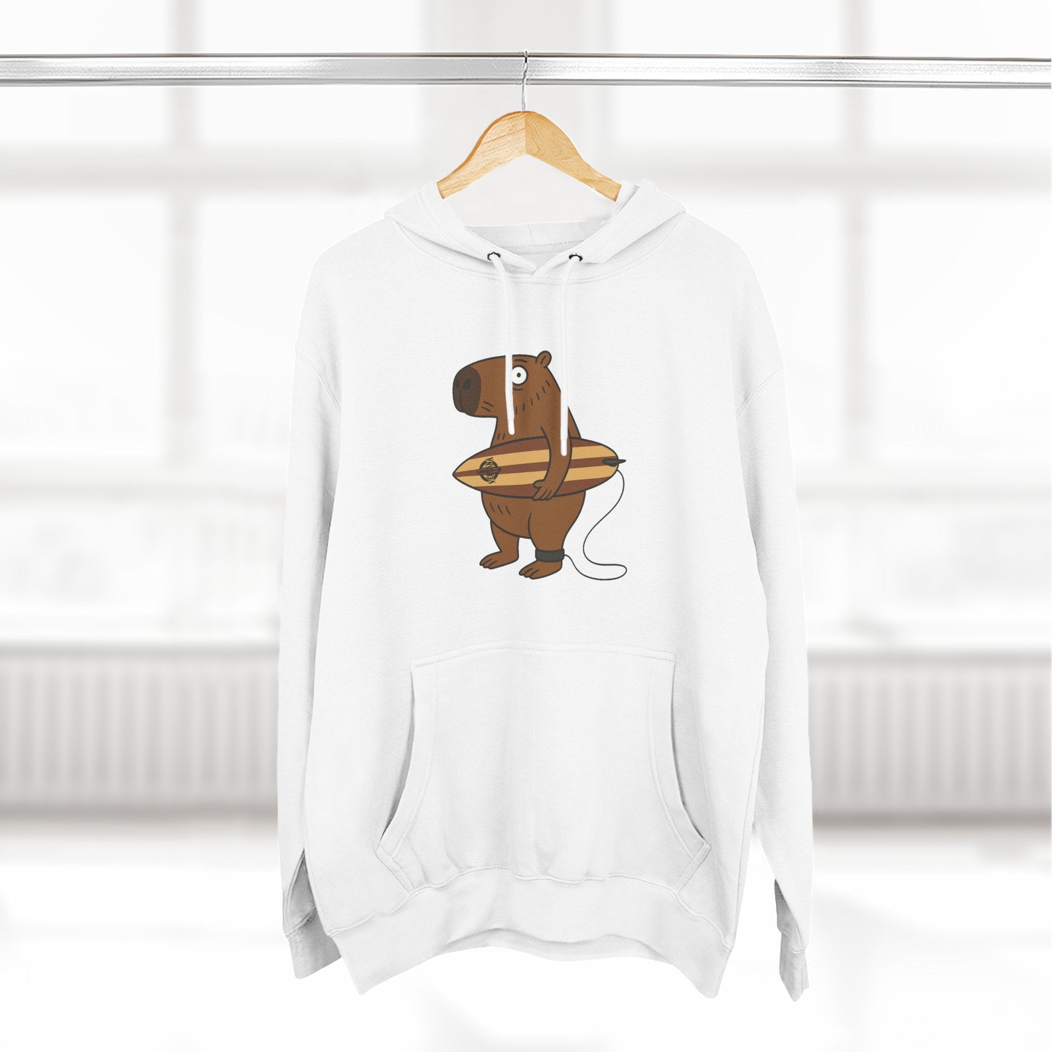 Capybara Surfer Unisex - Pull-Over Cotton Blend Fleece Hoodie