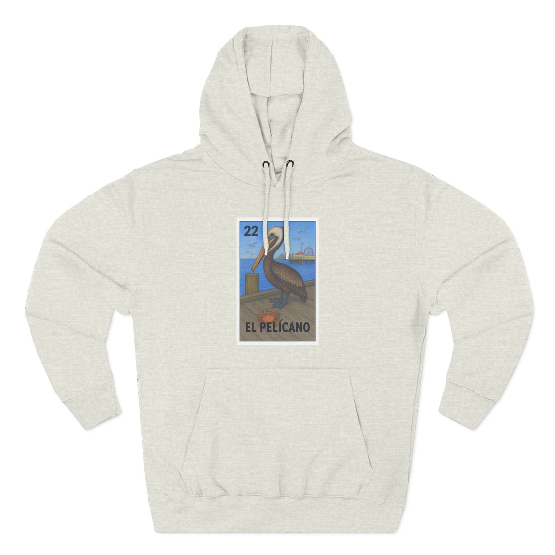 Pelican Lotería Unisex - Pull-Over Cotton Blend Fleece Hoodie (El Pelícano)