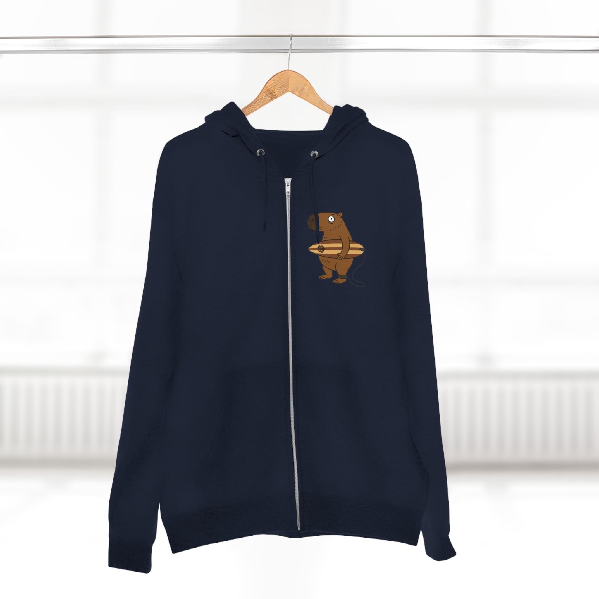 Capybara Surfer Zip Hoodie