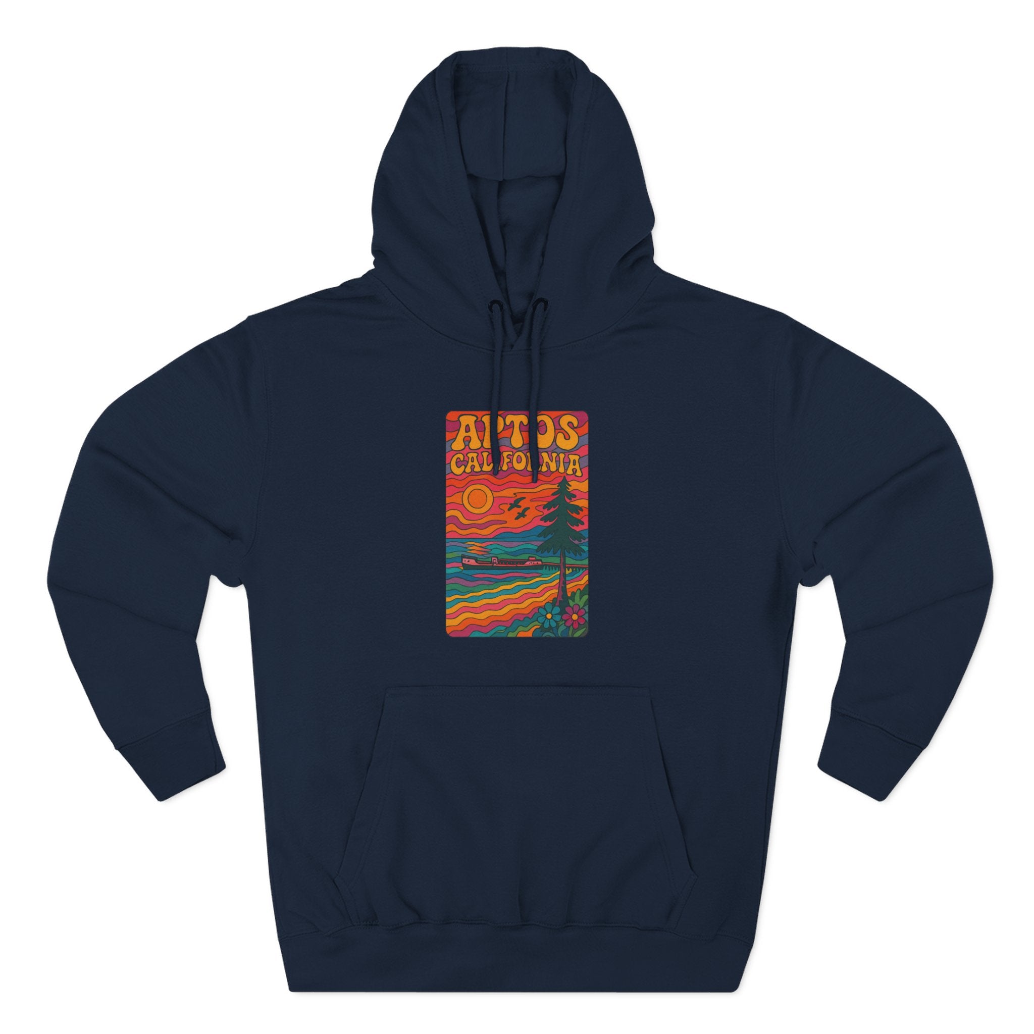 Aptos California Psychedelic Unisex - Pull-Over Cotton Blend Fleece Hoodie