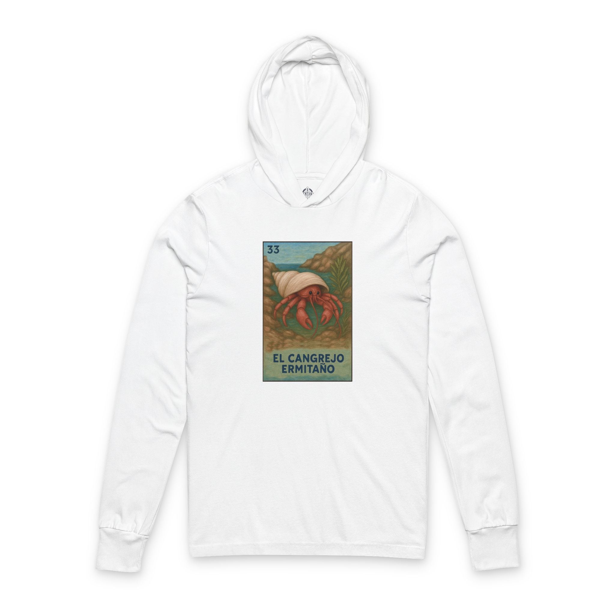 Hermit Crab Lotería cotton hooded long sleeve t-shirt image 3