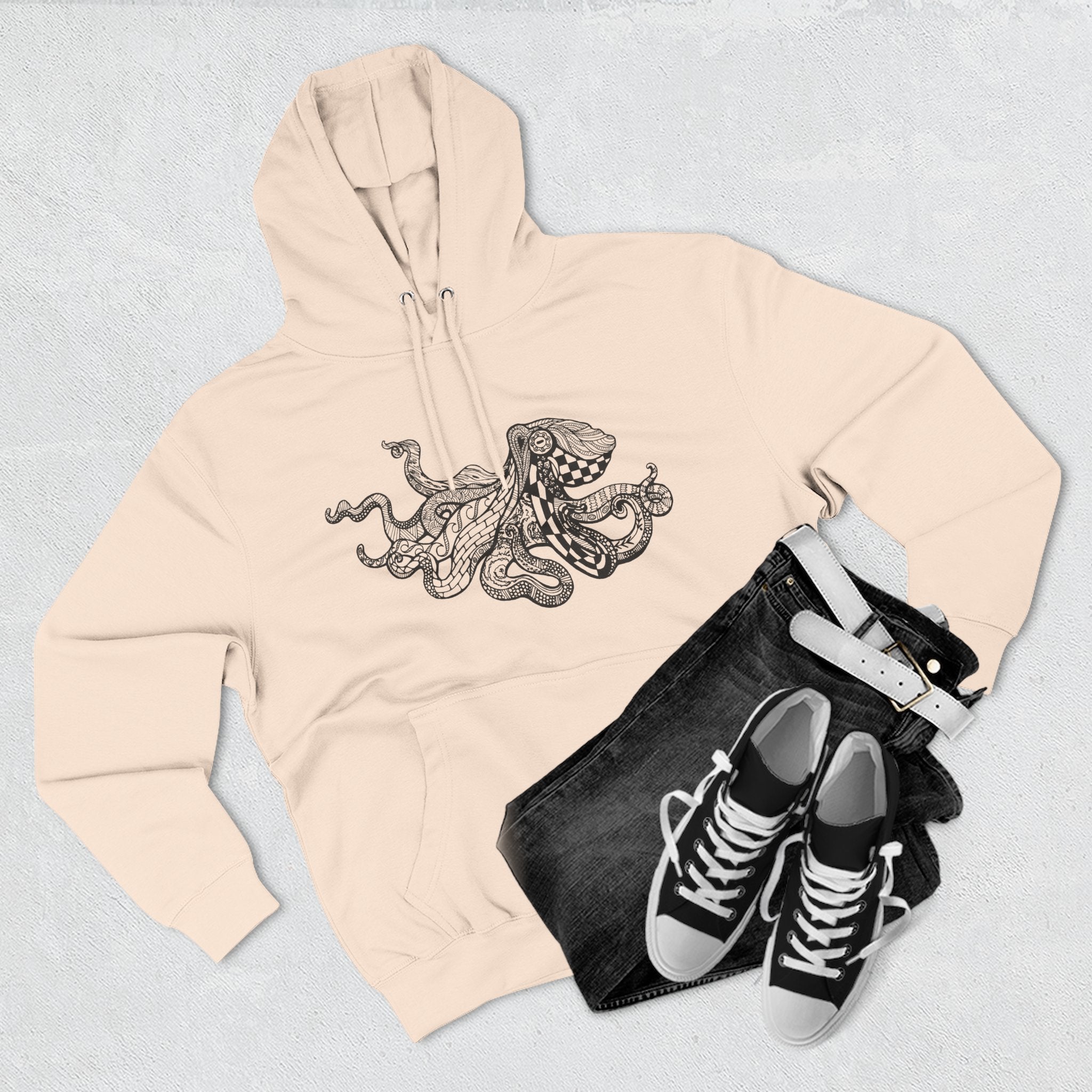 Ventangle Octopus Unisex - Pull-Over Cotton Blend Fleece Hoodie