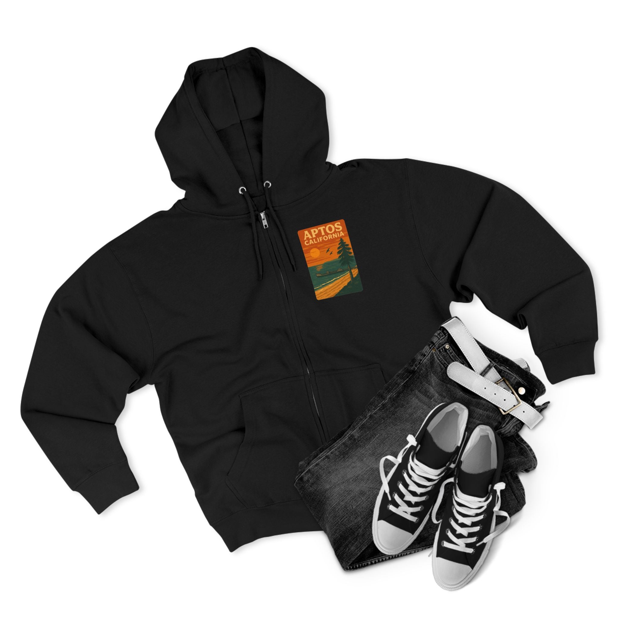 Aptos California Sunset Unisex - Zip Cotton Blend Fleece Hoodie