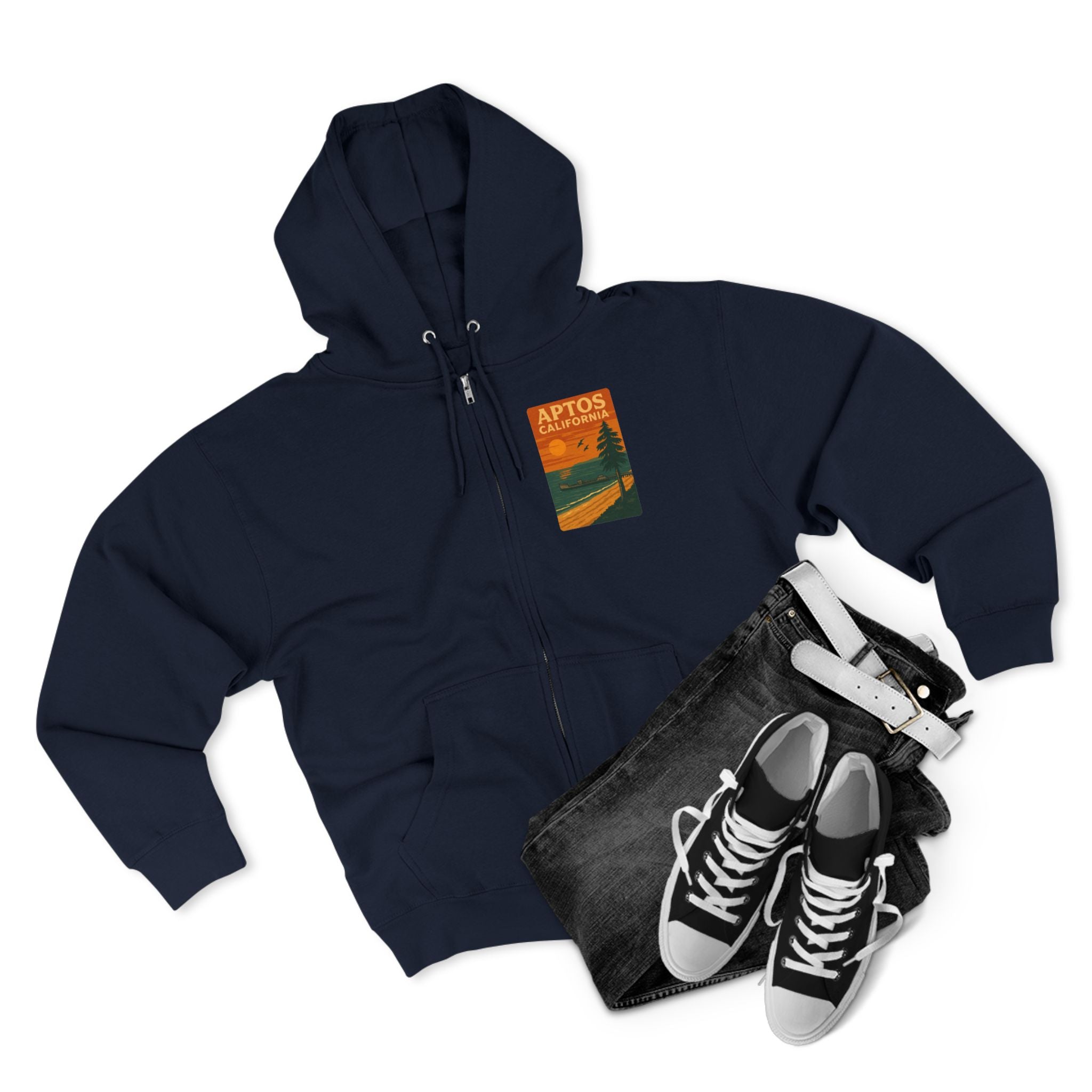 Aptos California Sunset Unisex - Zip Cotton Blend Fleece Hoodie
