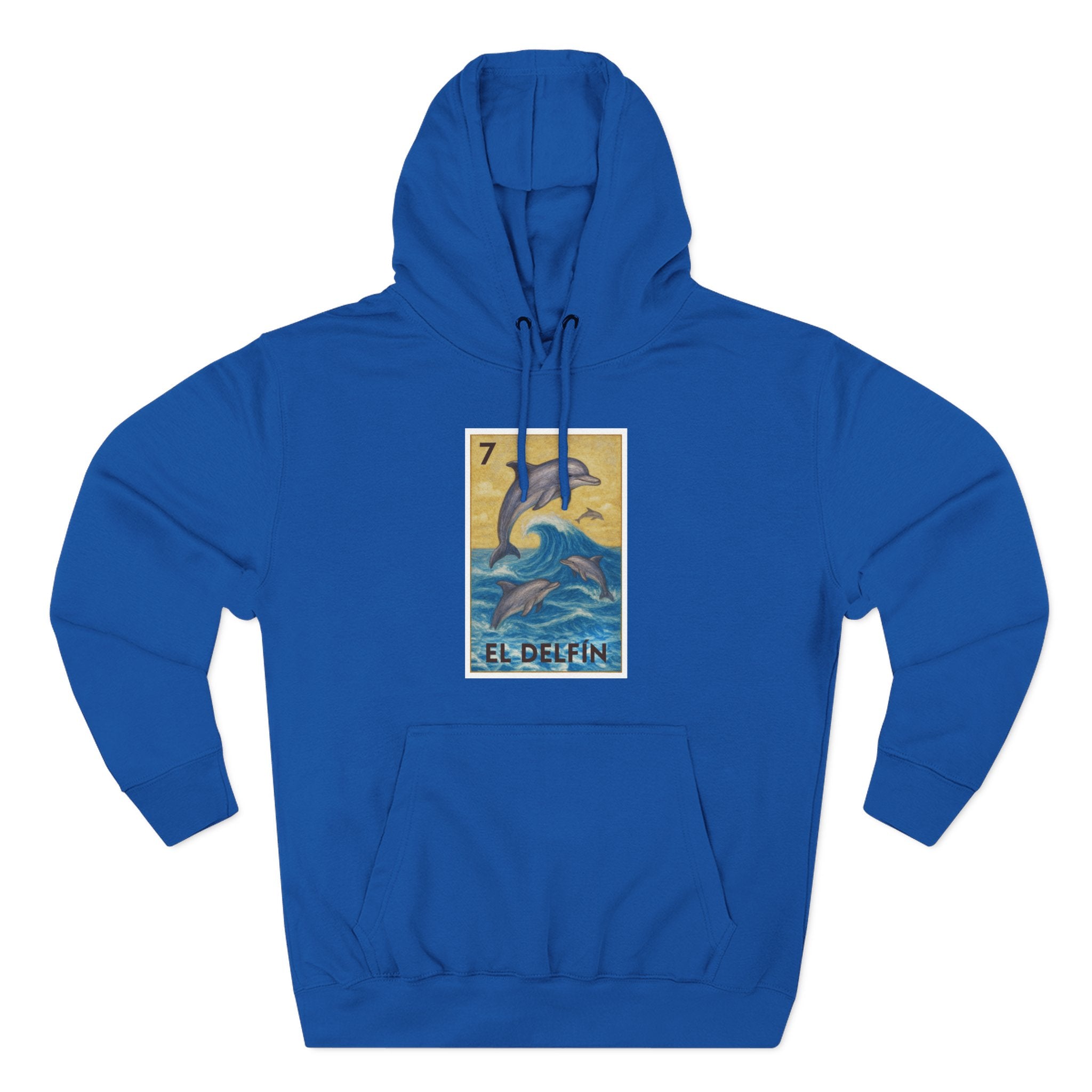 Dolphin Lotería Unisex - Pull-Over Cotton Blend Fleece Hoodie (El Delfín)