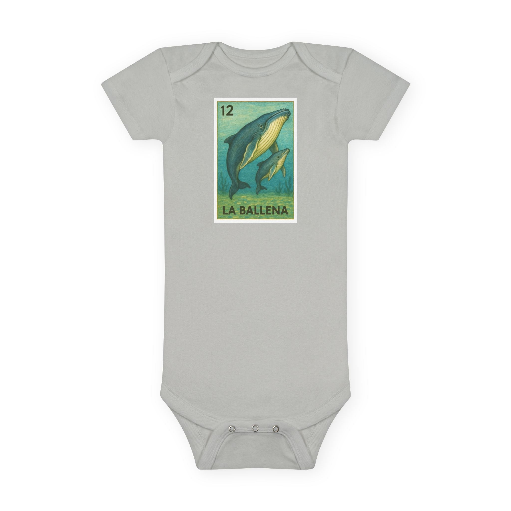 Whale Lotería baby cotton onesie image 4