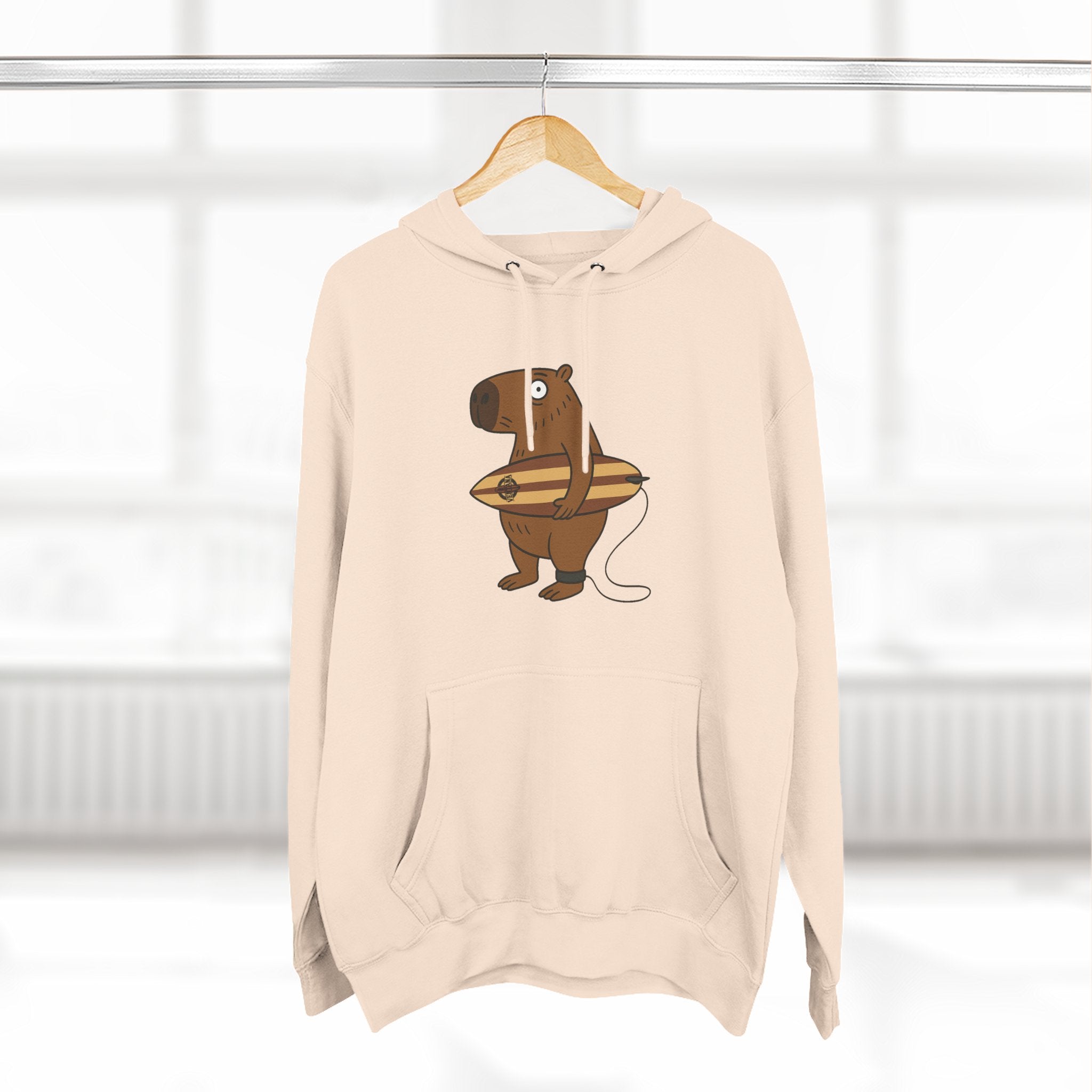 Capybara Surfer Unisex - Pull-Over Cotton Blend Fleece Hoodie