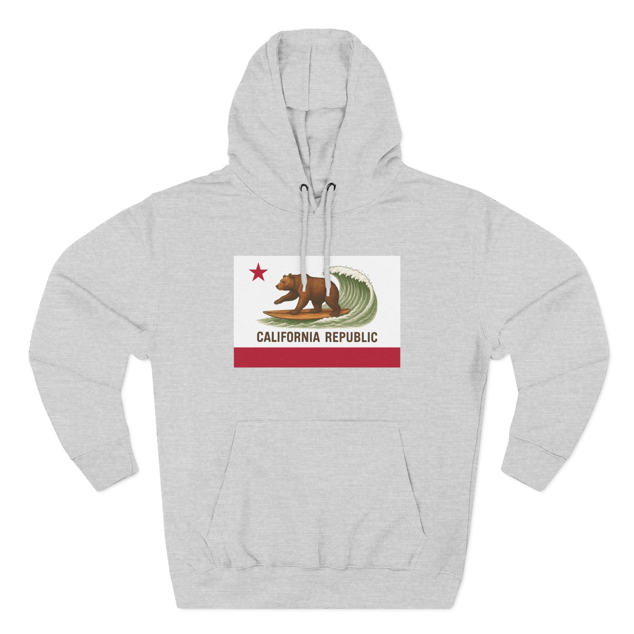California Surfing Bear Flag fleece hoodie image 3