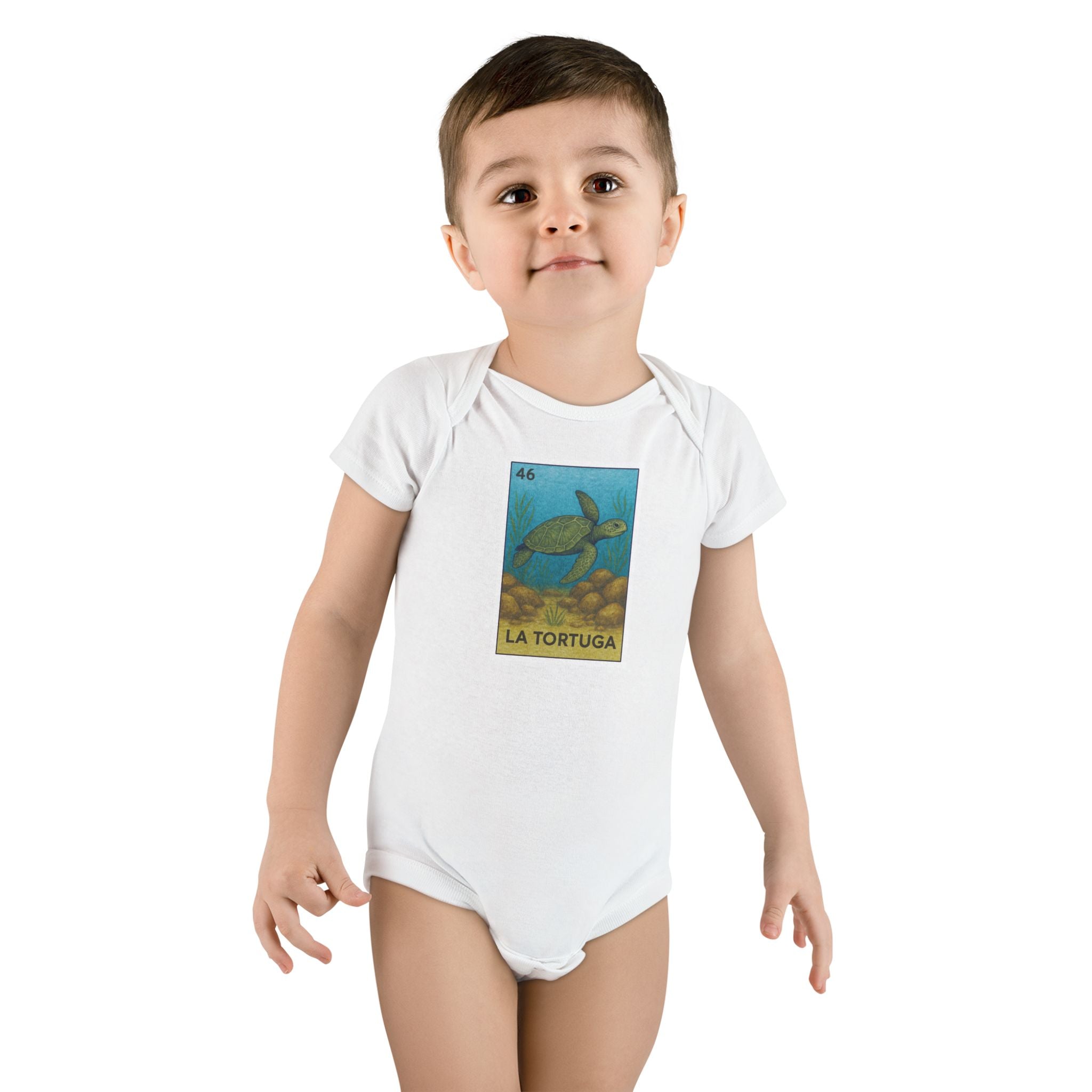 Turtle Lotería baby cotton onesie image 6