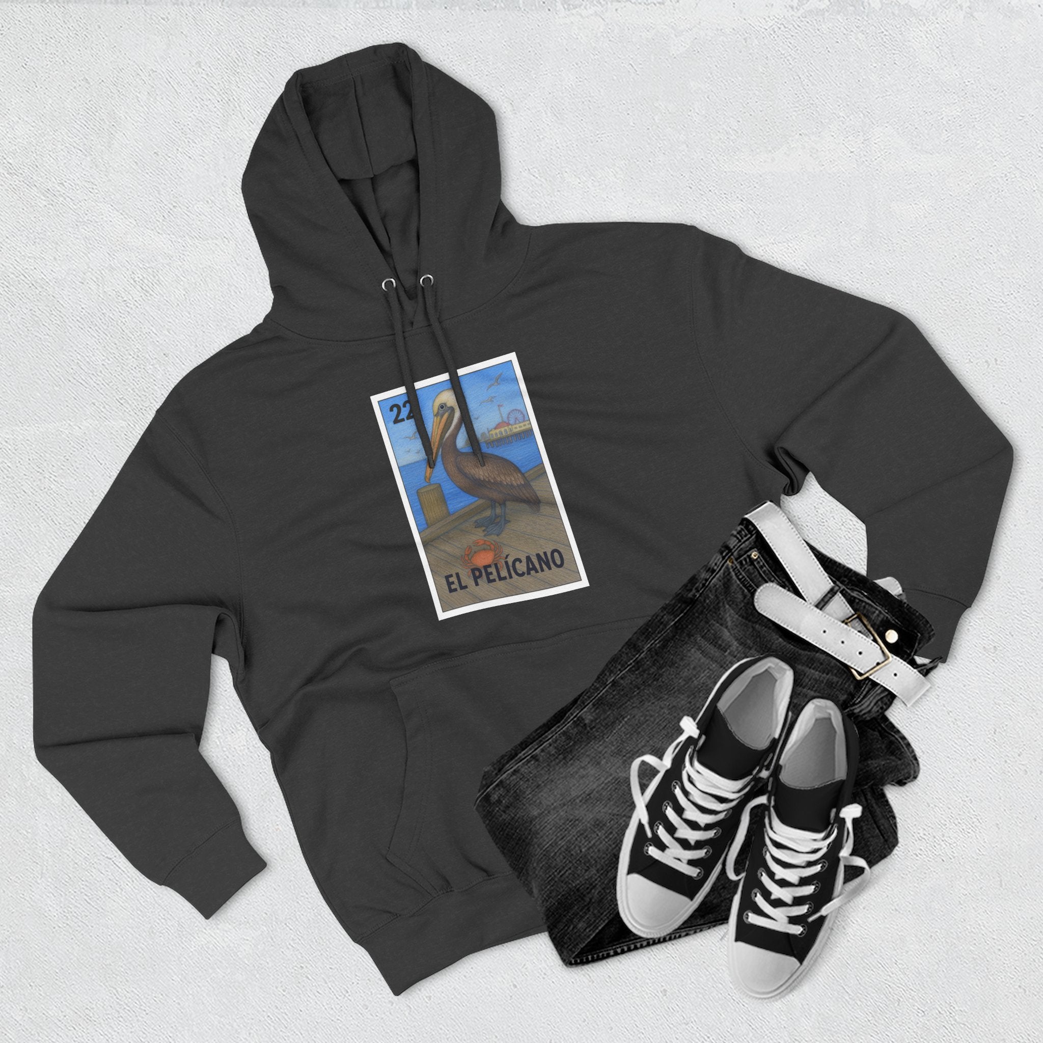 Pelican Lotería Fleece Hoodie (El Pelícano)