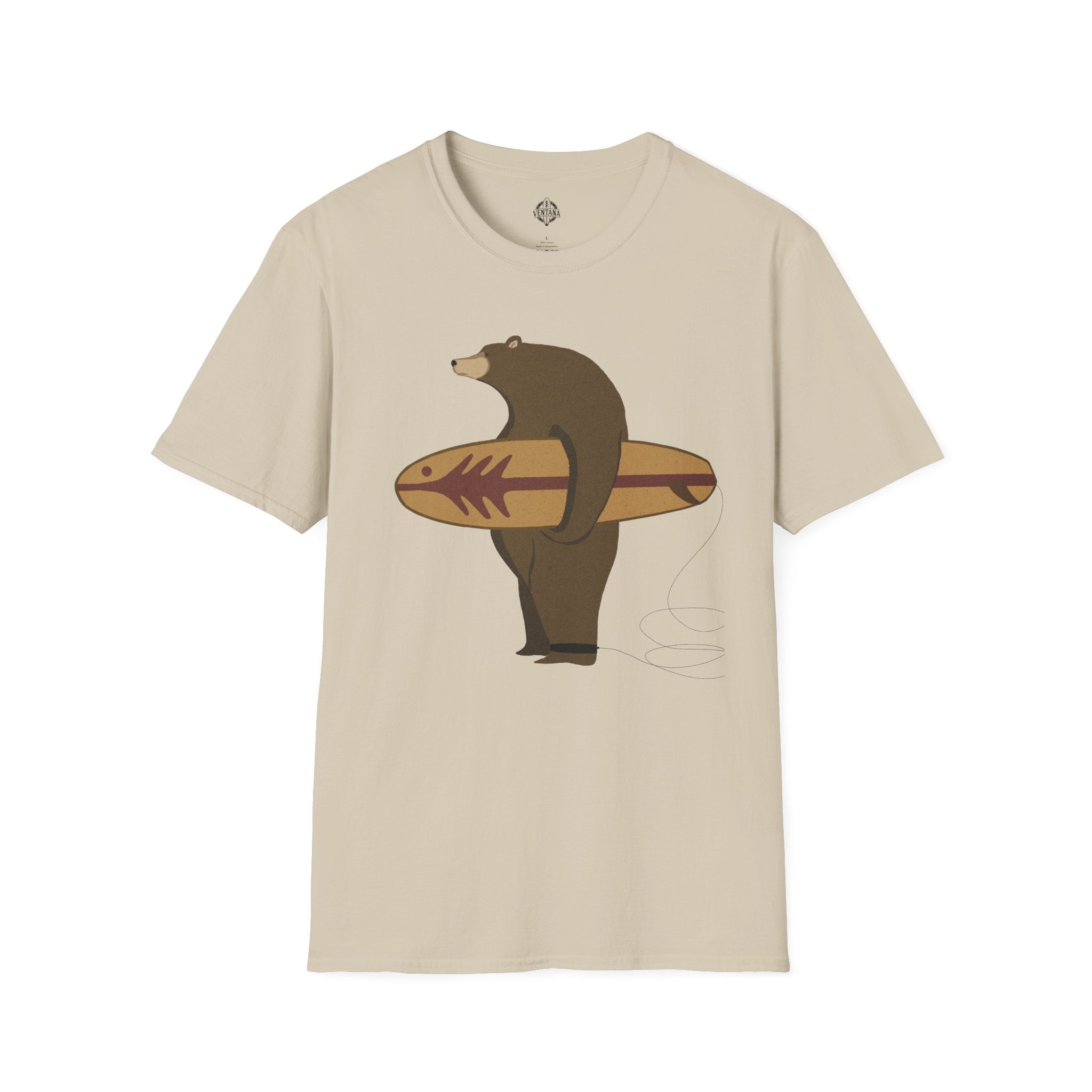 Surfing Grizzly Bear by Fabian Lavater cotton t-shirt image 2