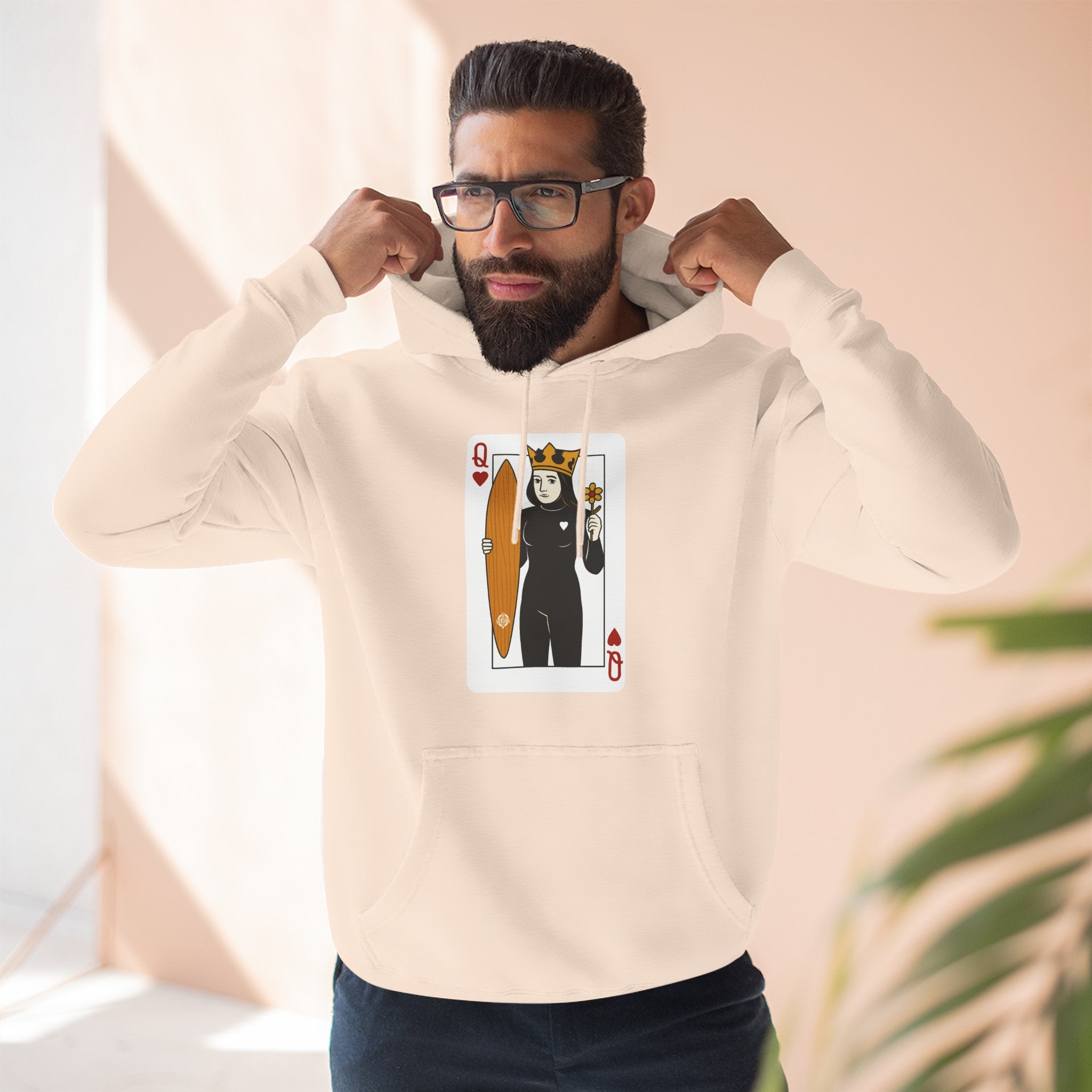 Queen of Hearts Surfer Fleece Hoodie