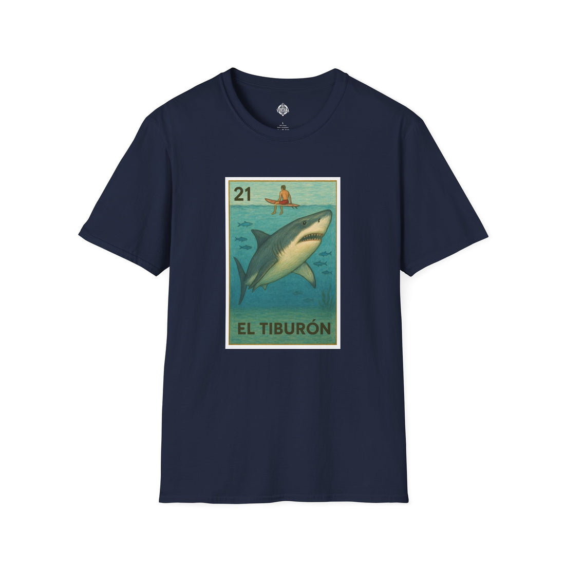 Shark Lotería Unisex - Soft Style U.S. Cotton T-Shirt (El Tiburón)