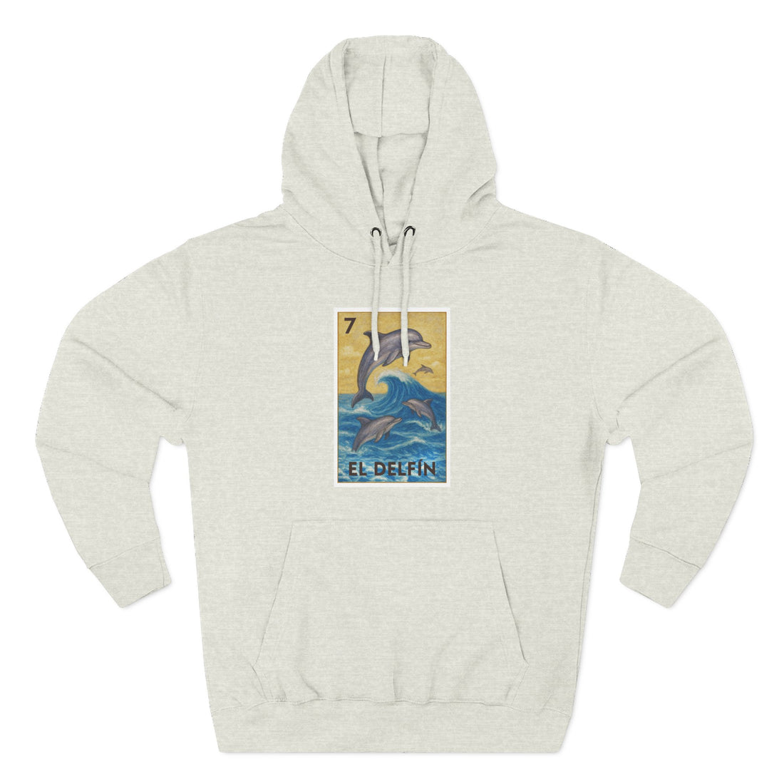Dolphin Lotería Unisex - Pull-Over Cotton Blend Fleece Hoodie (El Delfín)