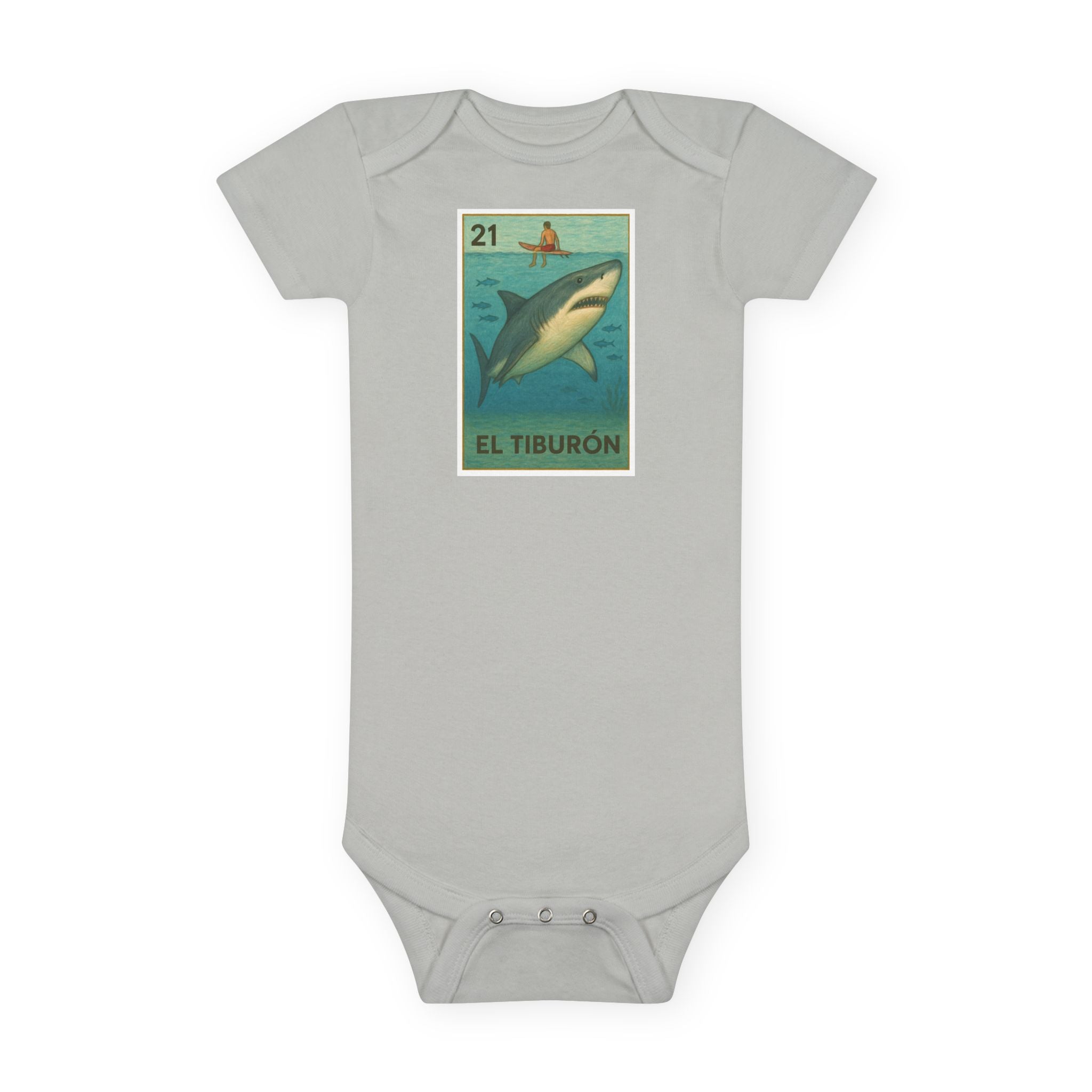 Shark Lotería baby cotton onesie image 4
