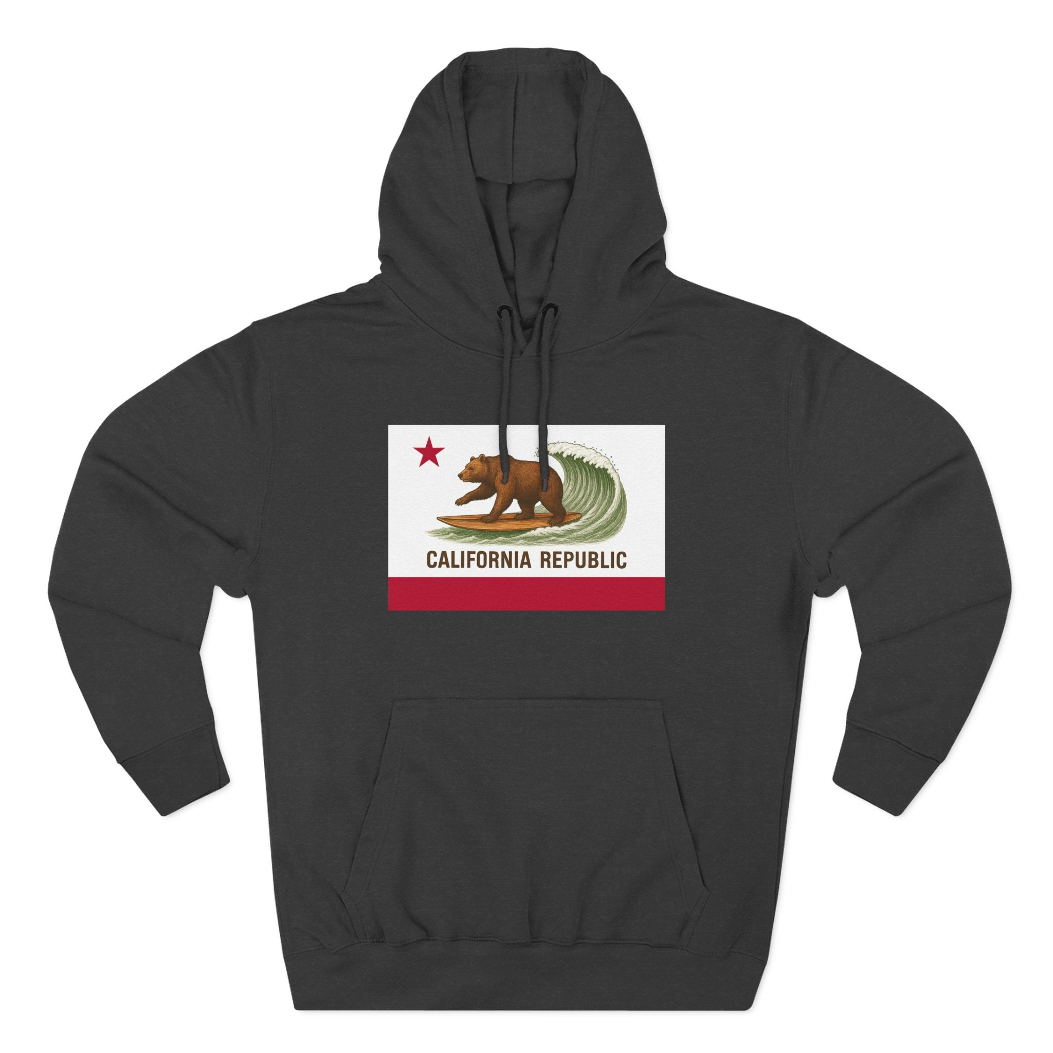 California Surfing Bear Flag fleece hoodie image 5