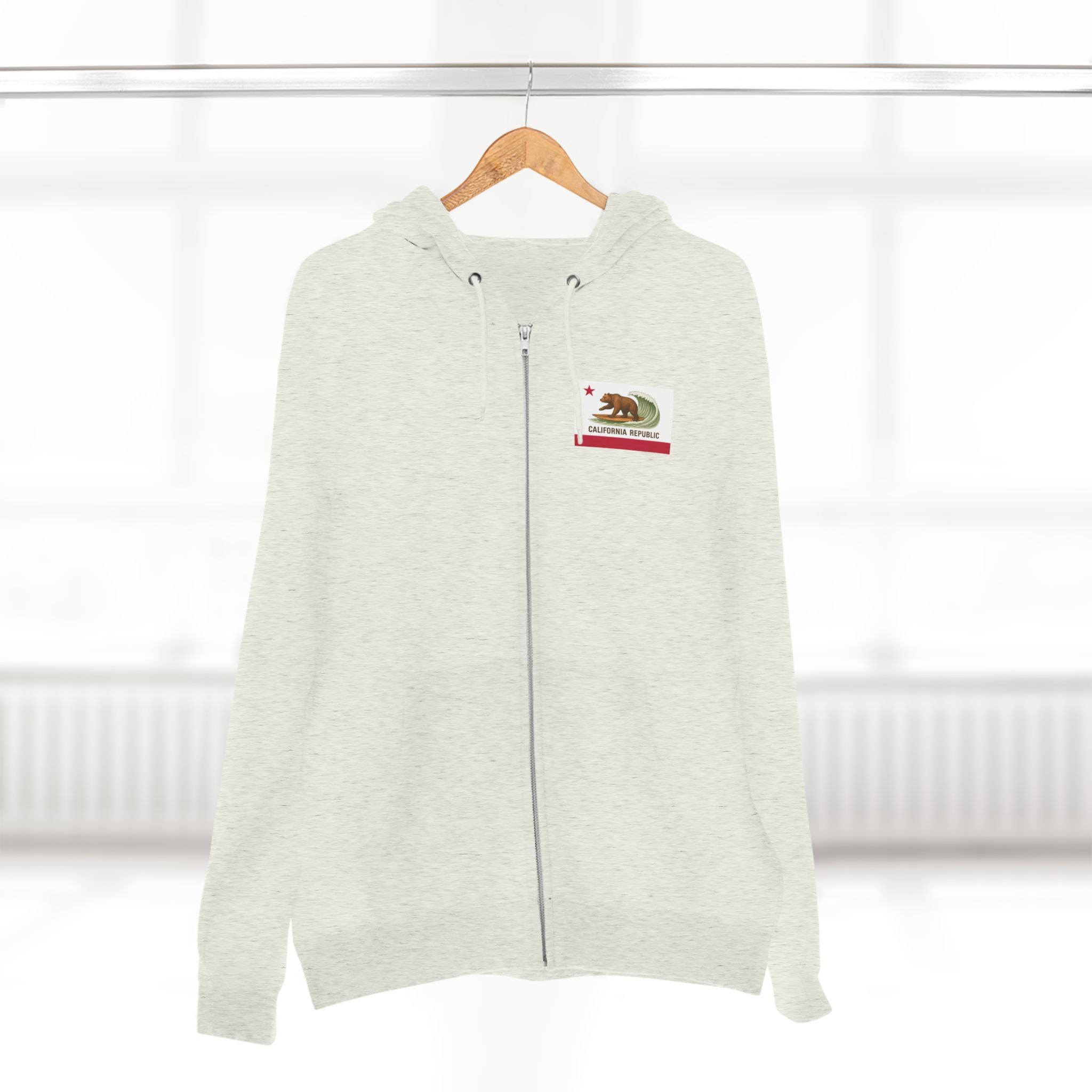 California Surfing Bear Flag Zip Hoodie