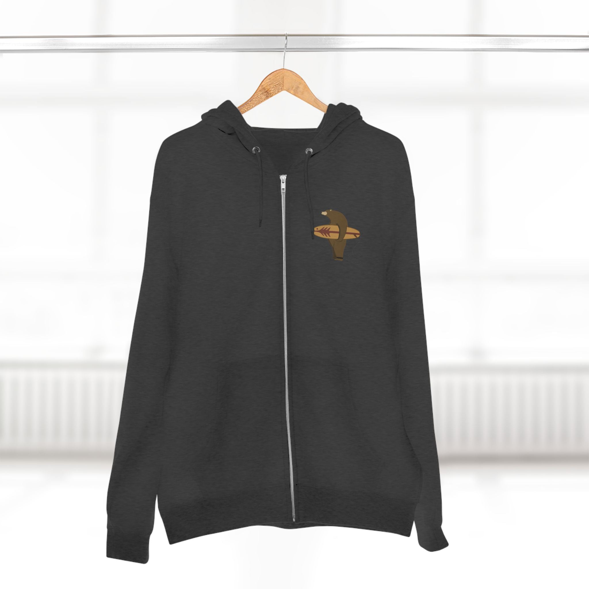 Surfing Grizzly Bear by Fabian Lavater zip fleece hoodie image 18