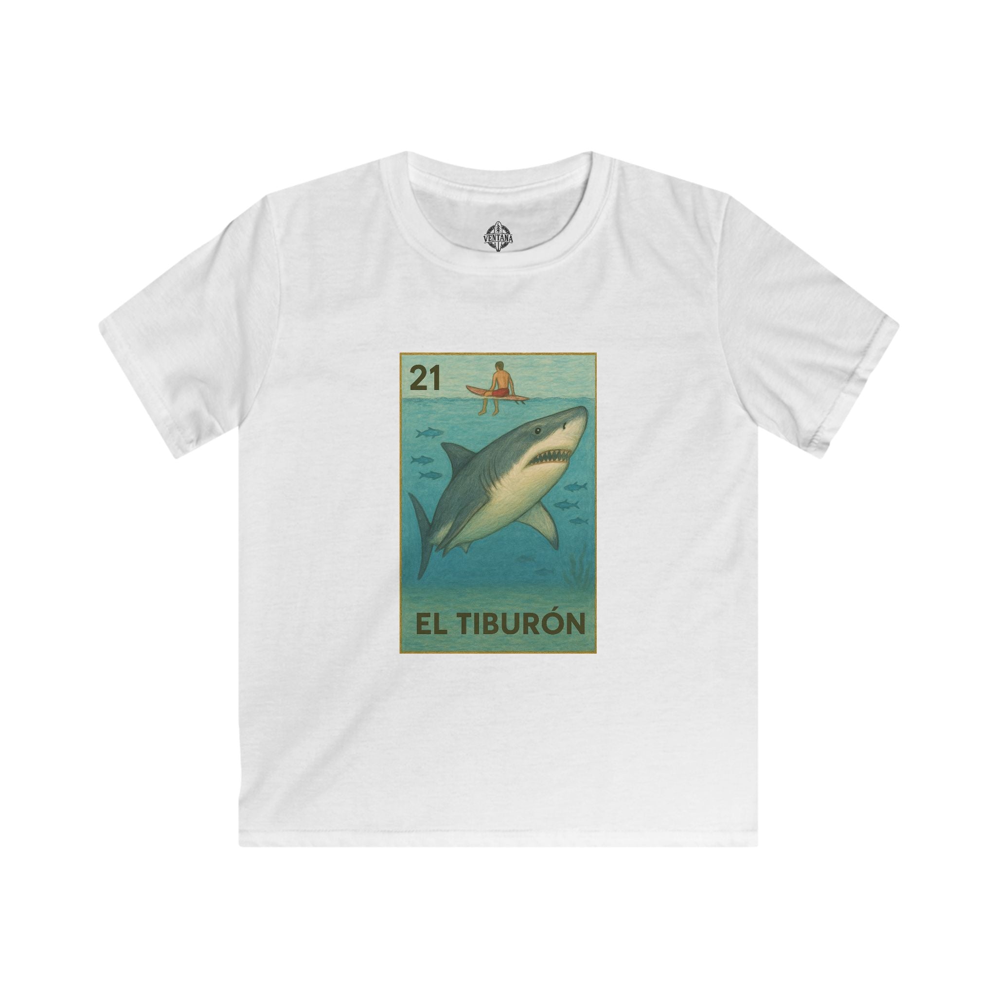 Shark Lotería Kids - Soft Style U.S. Cotton T-Shirt (El Tiburón)