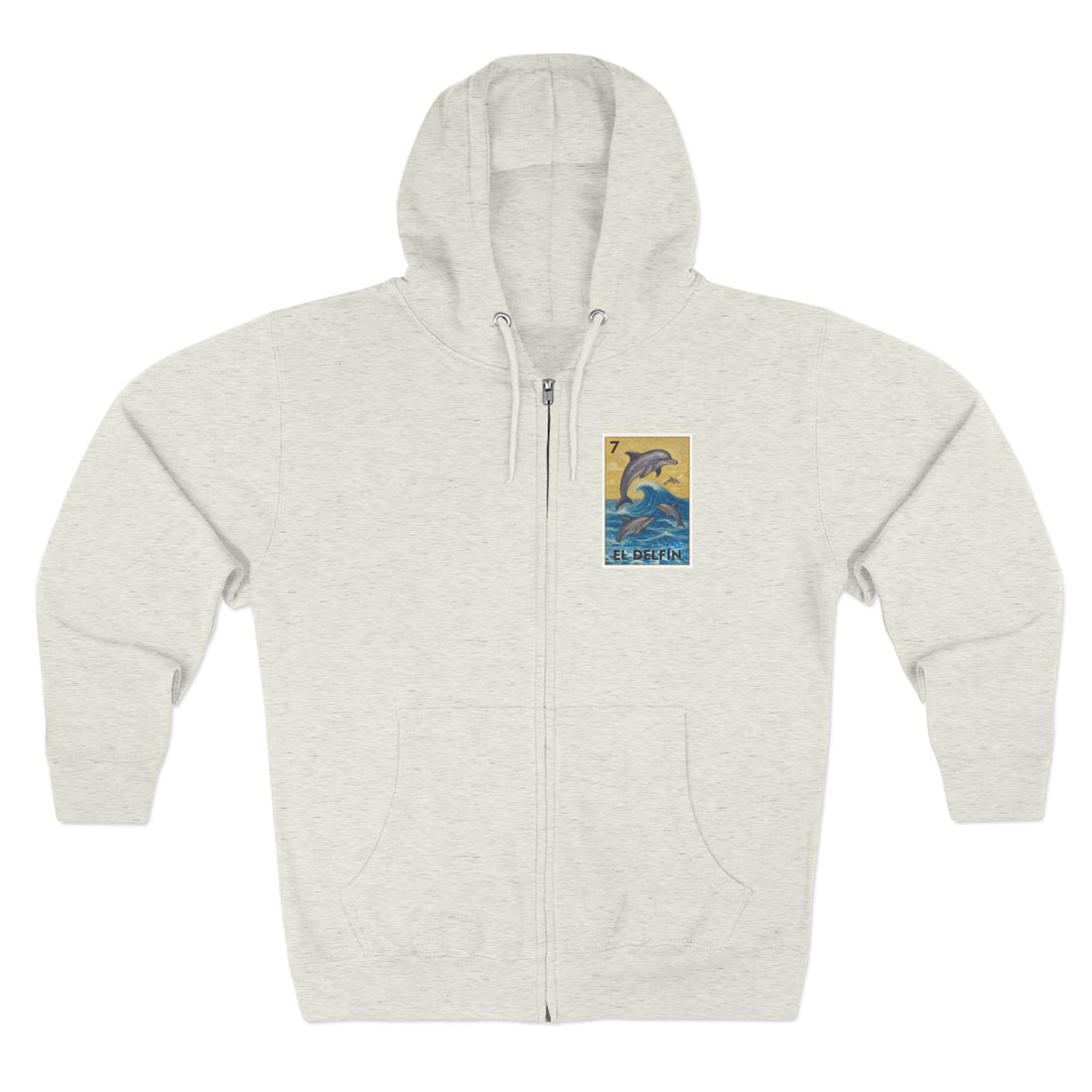Dolphin Lotería Unisex - Zip Cotton Blend Fleece Hoodie (El Delfín)