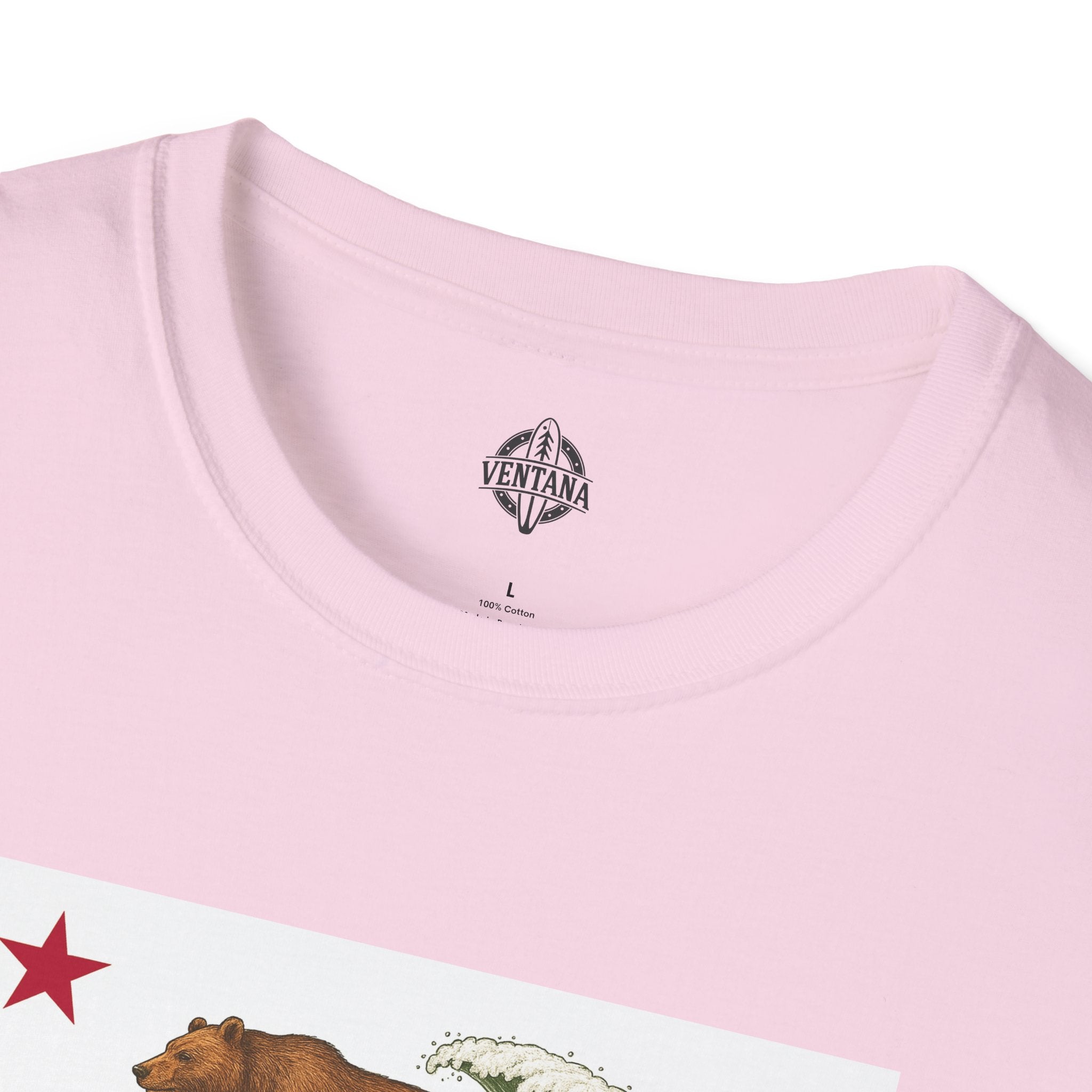 California Surfing Bear Flag Unisex - Soft Style U.S. Cotton T-Shirt