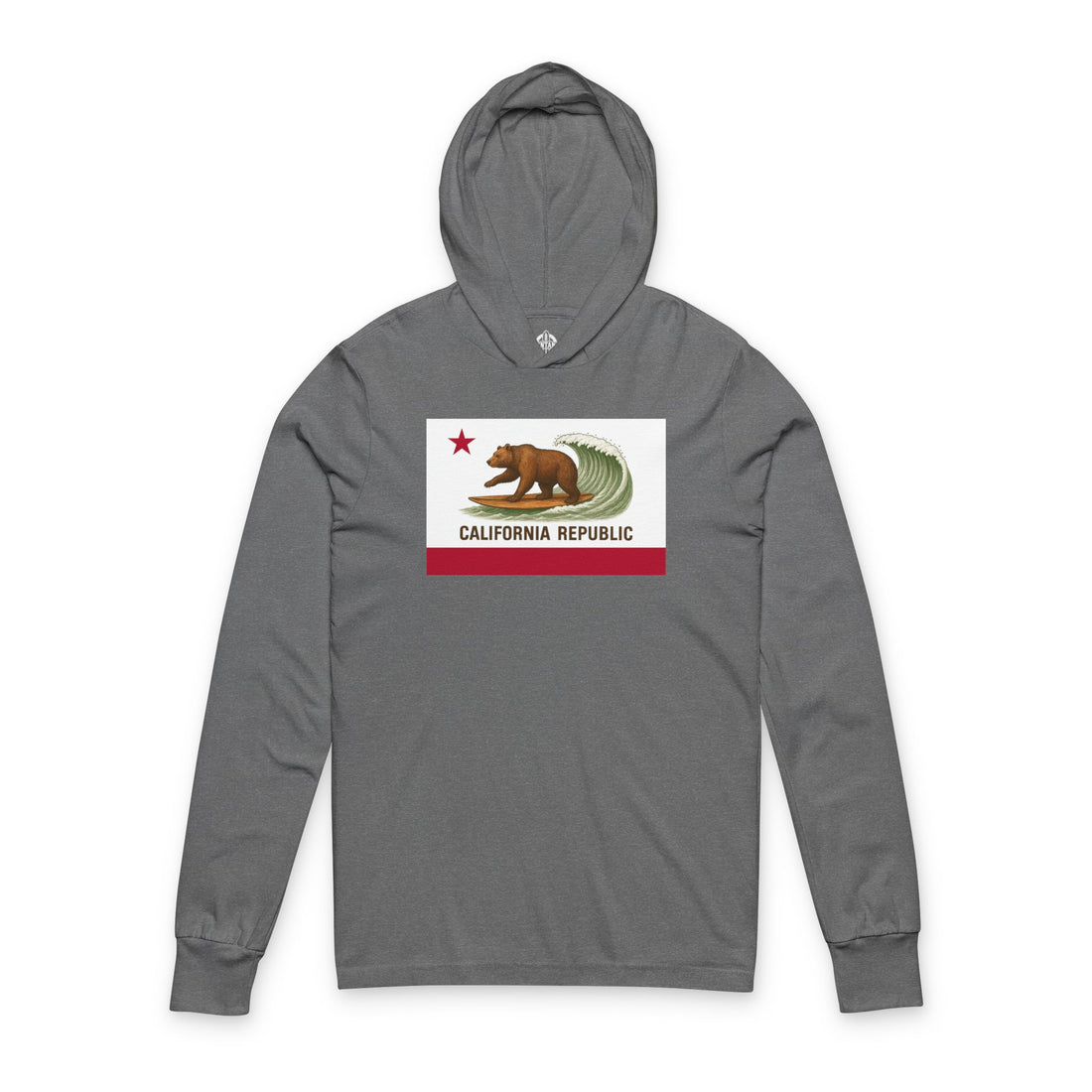 California Surfing Bear Flag Unisex - Cotton Long Sleeve Hooded T-Shirt