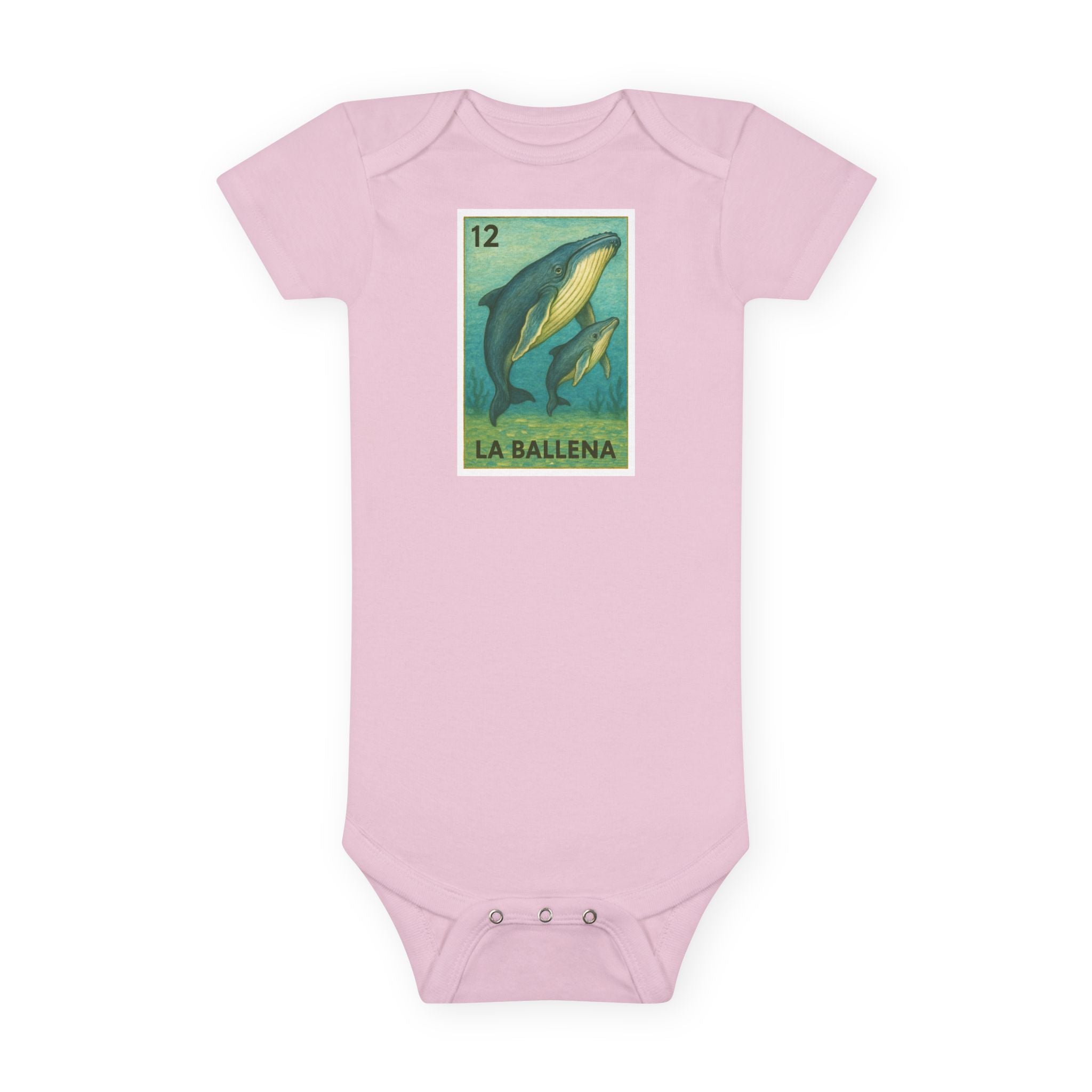 Whale Lotería baby cotton onesie image 2