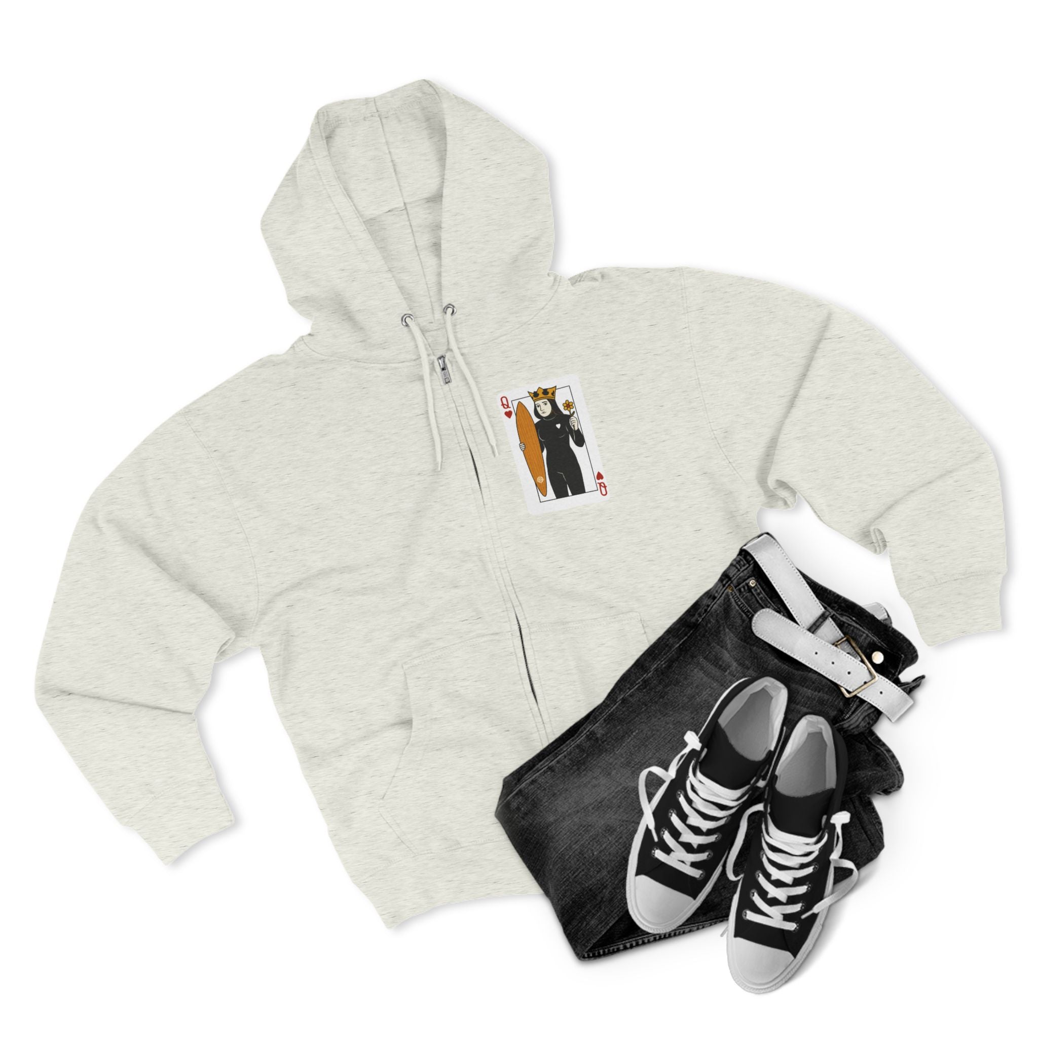 Queen of Hearts Surfer Zip Hoodie